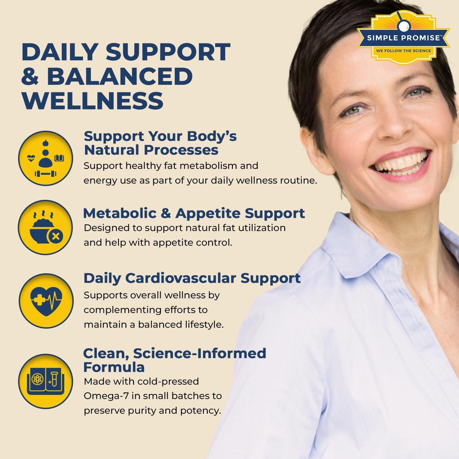 Suplemento Omega-7 Simple Promise - 30 Softgels para Metabolismo y Corazón