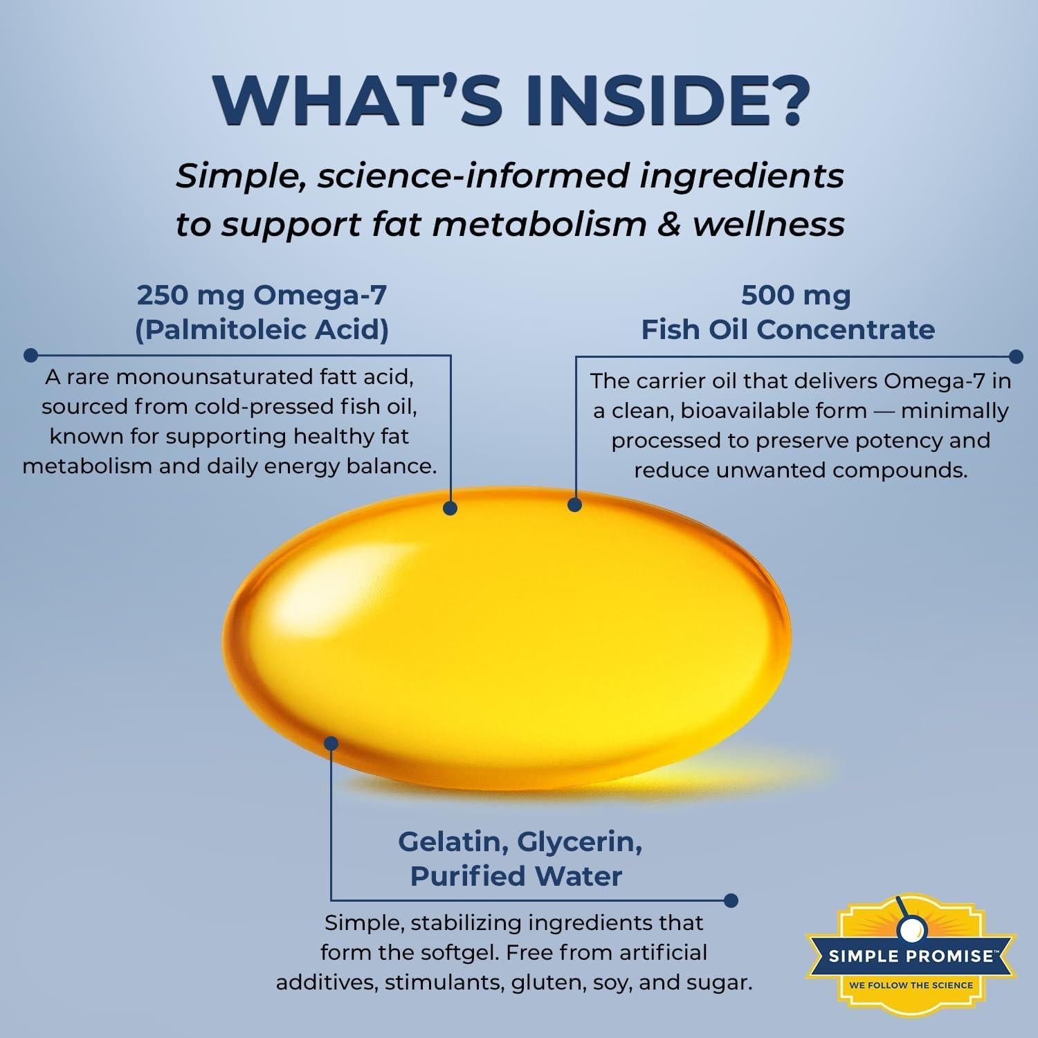 Suplemento Omega-7 Simple Promise - 30 Softgels para Metabolismo y Corazón