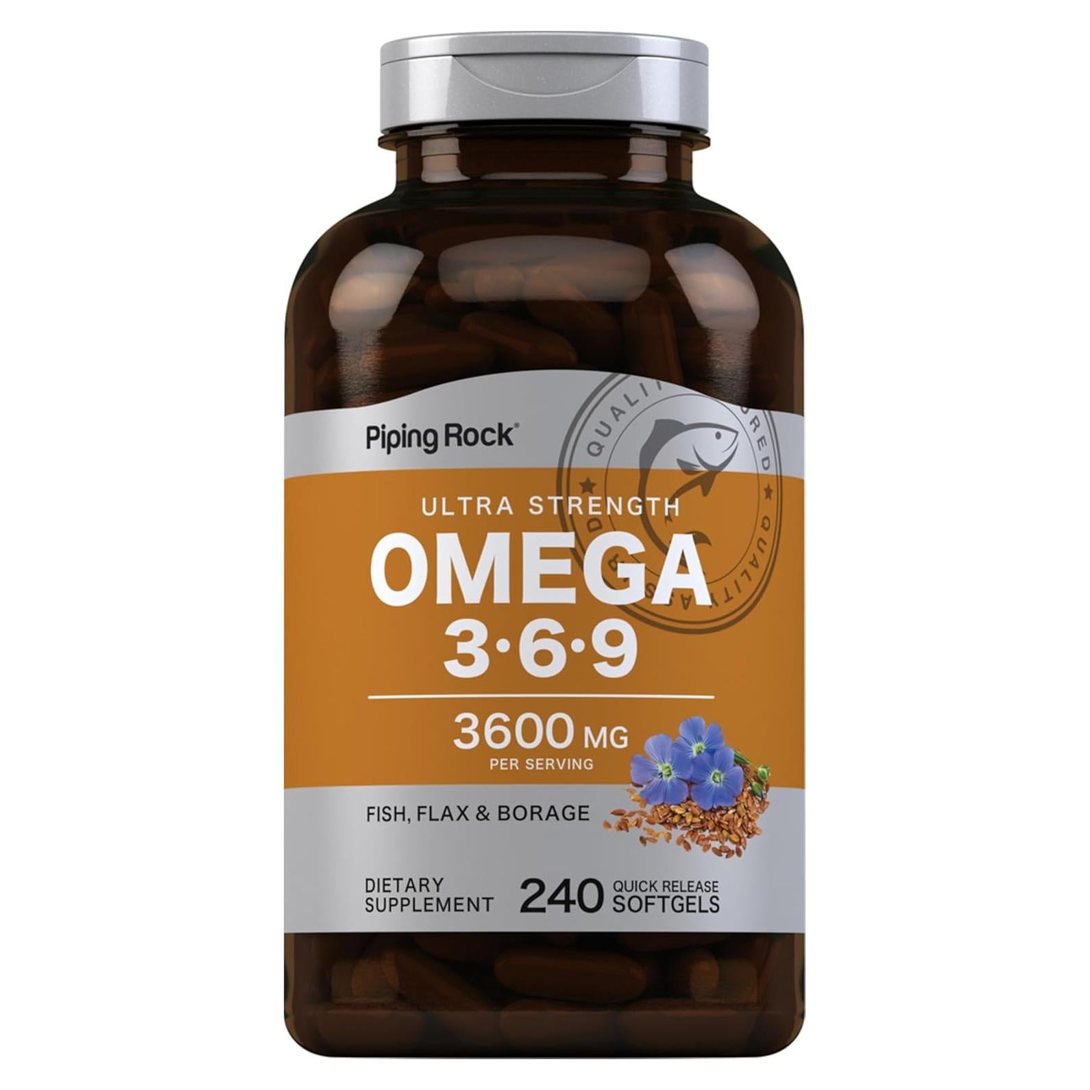 Suplemento Omega 3-6-9 Piping Rock 3600mg 240 Cápsulas Blandas
