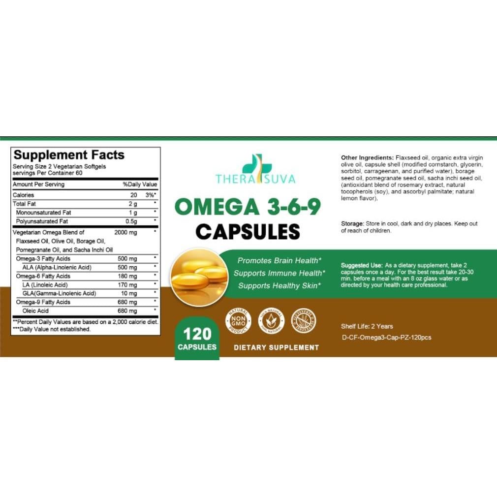 Suplemento Omega 3-6-9 TheraSuva 120 geles veganos 60 días