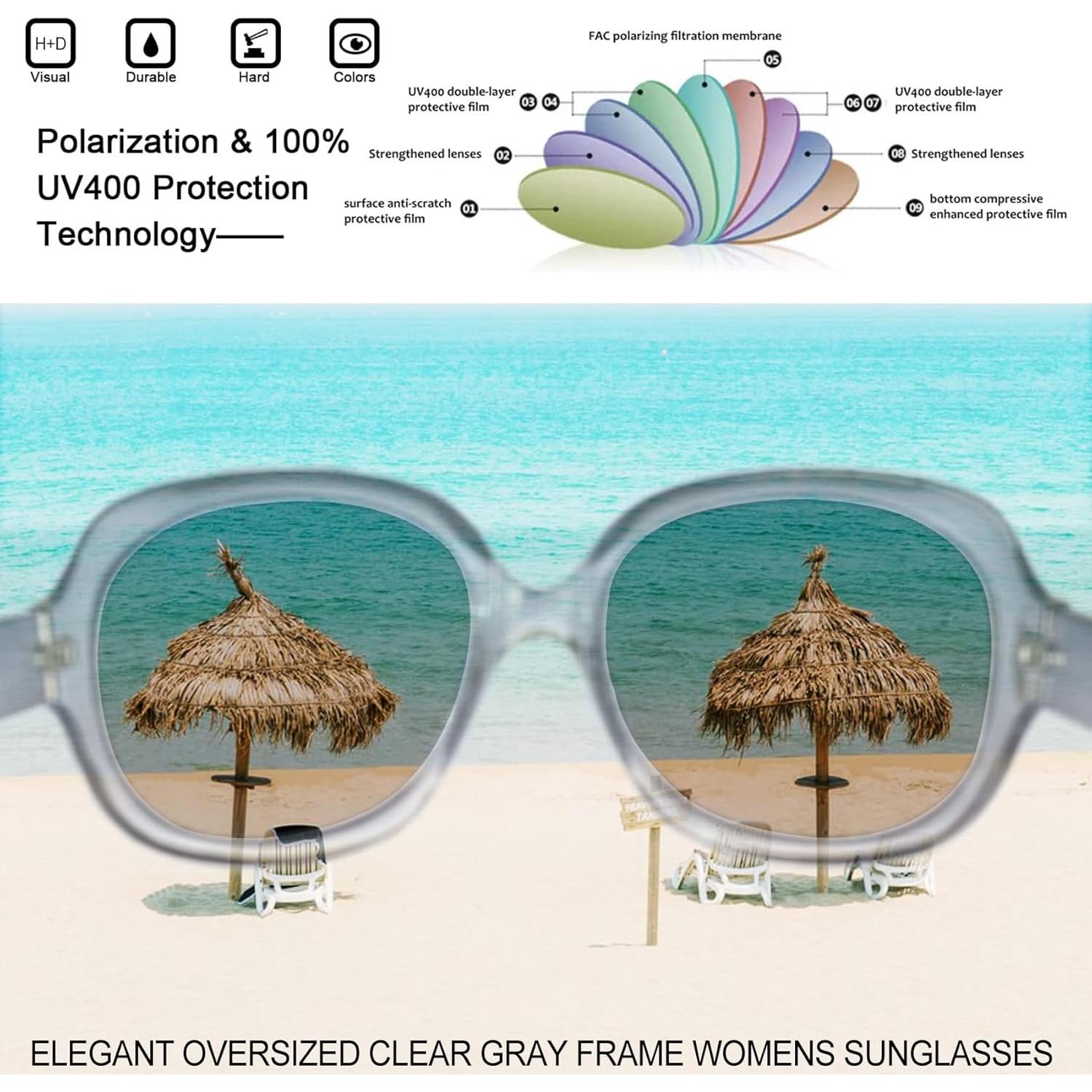 Gafas de sol grandes Joopin polarizadas UV400 para mujeres