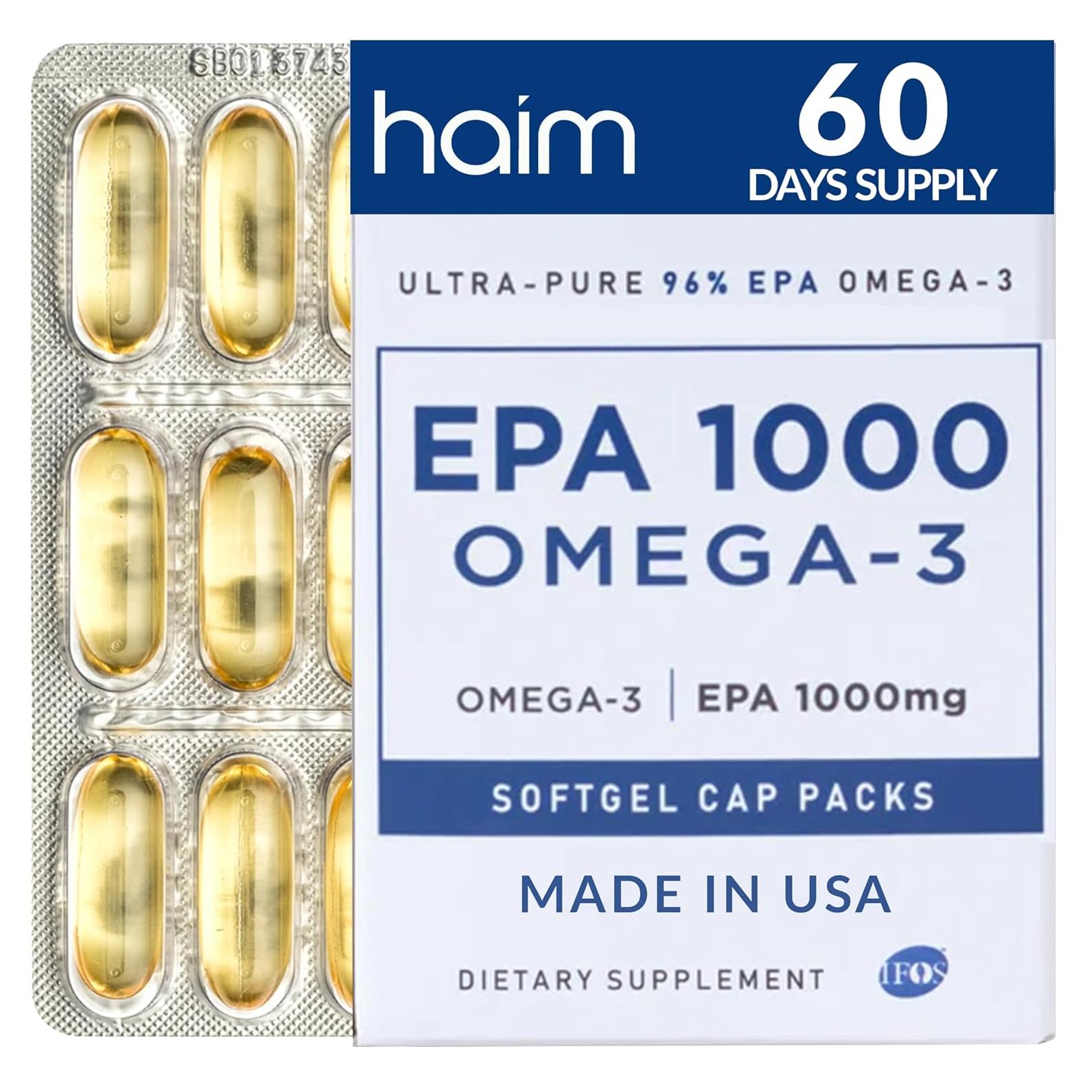 HAIM EPA1000 - Suplemento de Aceite de Pescado 1100mg Omega-3