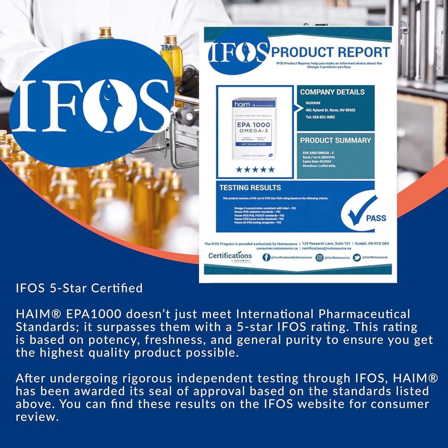 HAIM EPA1000 - Suplemento de Aceite de Pescado 1100mg Omega-3