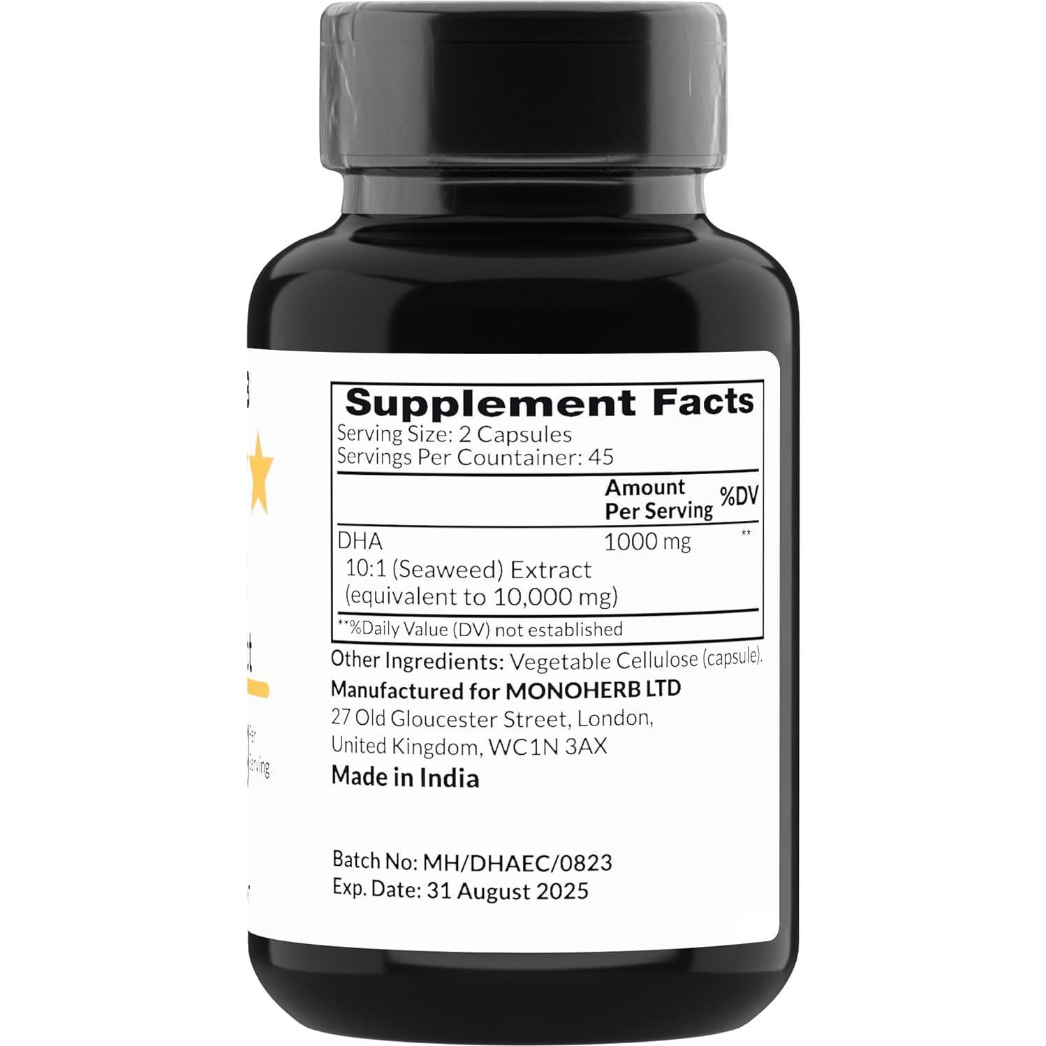 Extracto de DHA Monoherb 1000 mg - 90 Cápsulas Vegetarianas