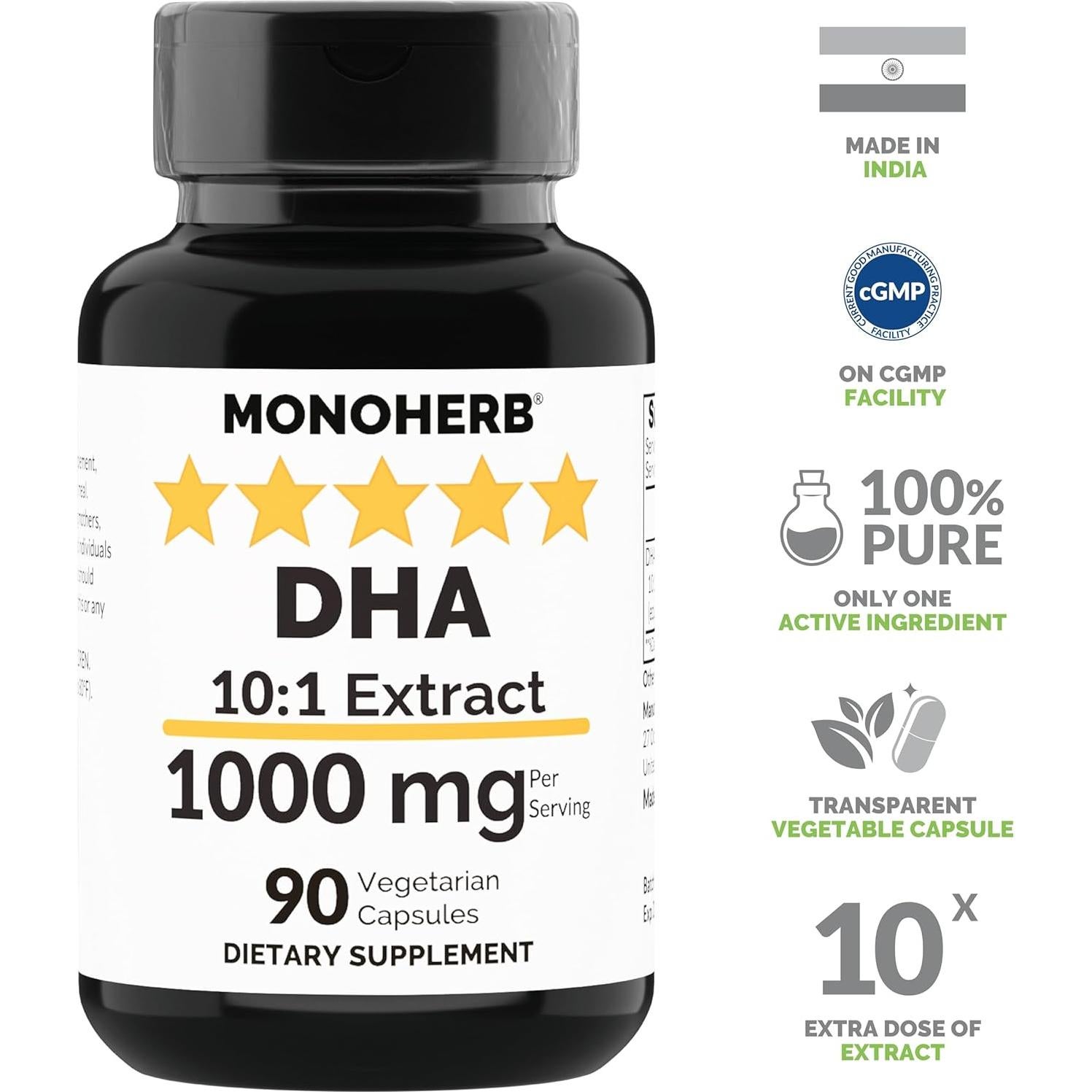 Extracto de DHA Monoherb 1000 mg - 90 Cápsulas Vegetarianas