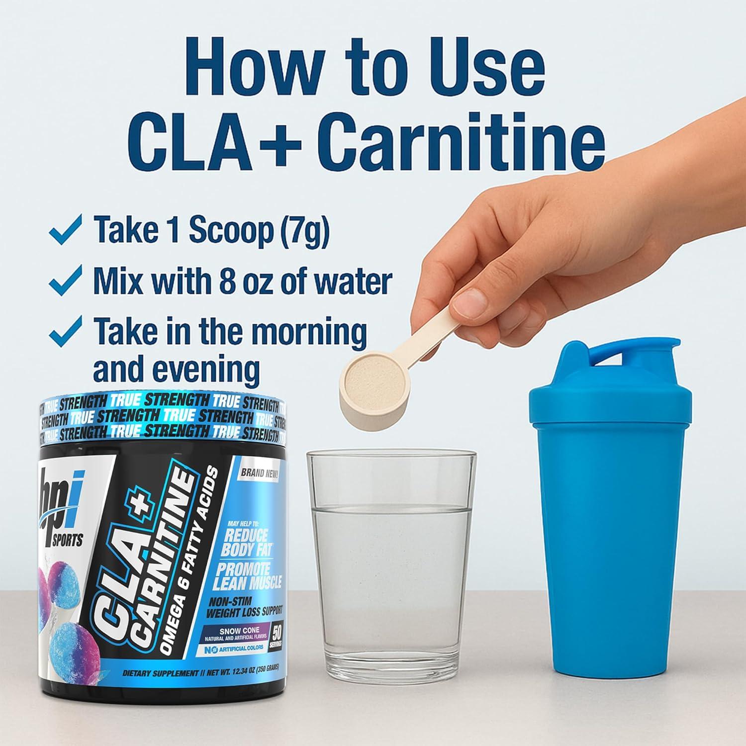 Suplemento BPI Sports CLA + Carnitina 349.6 g Sabor Nieve