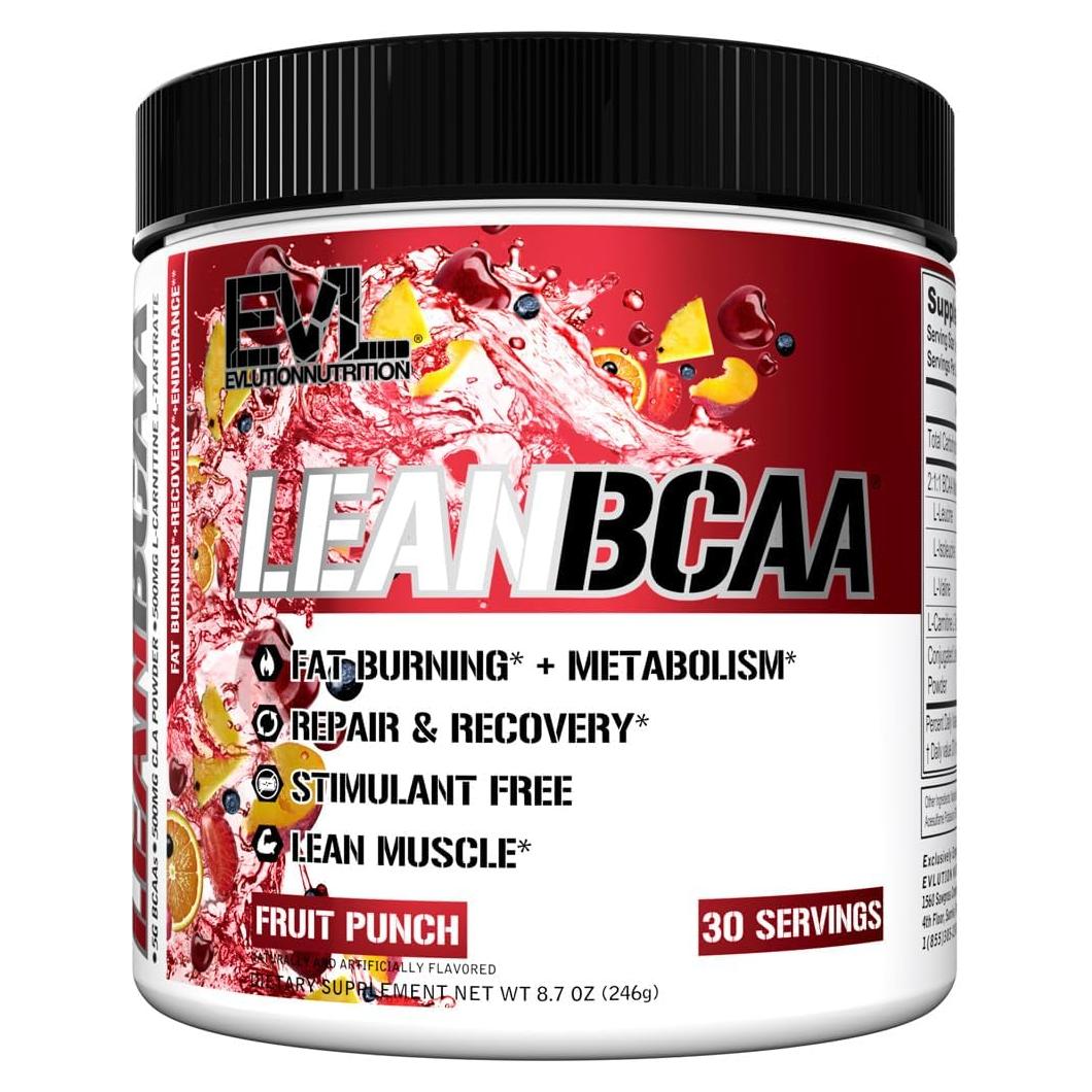 Evlution Lean BCAA Polvo Sin Estimulantes 317g Sabor Fruta Punch