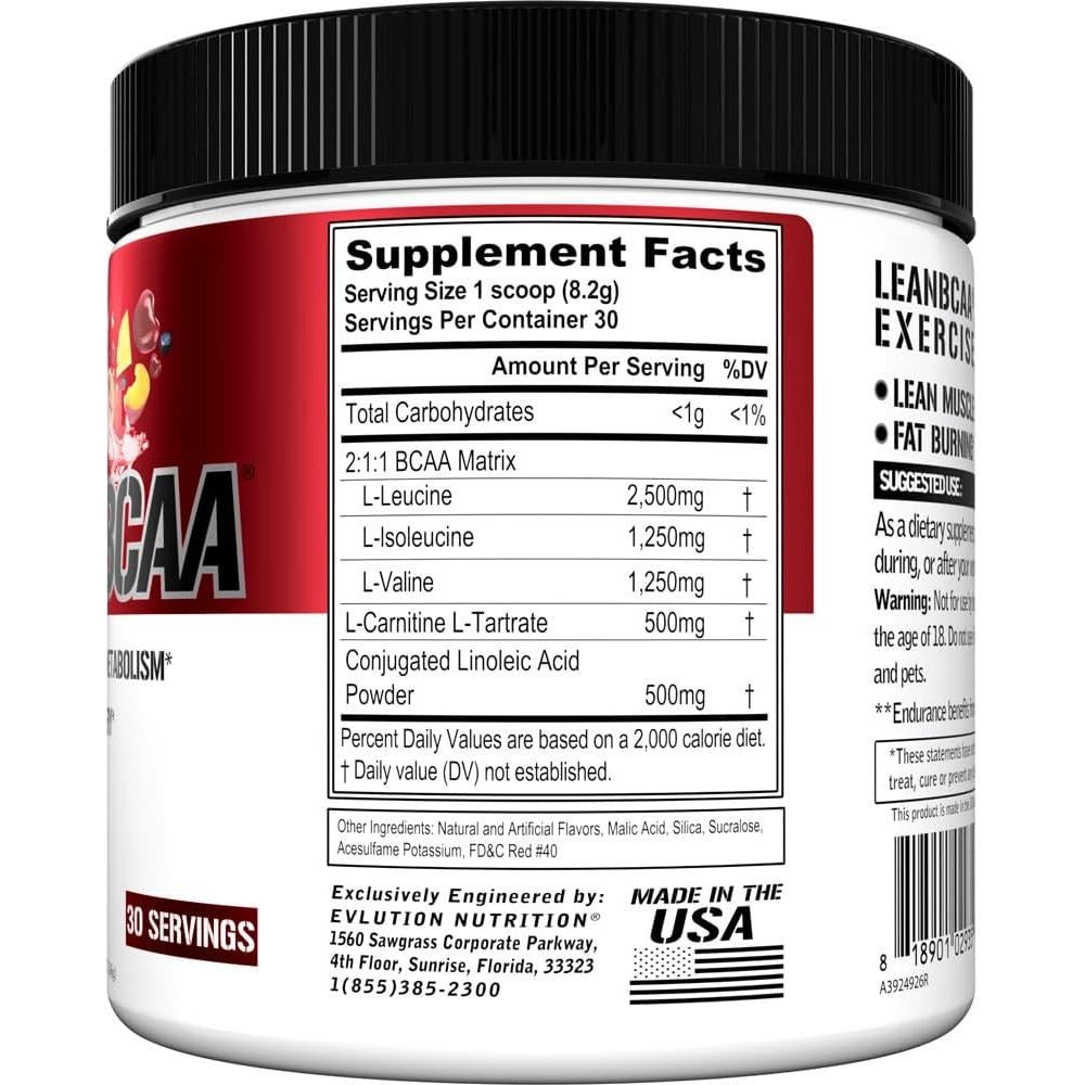 Evlution Lean BCAA Polvo Sin Estimulantes 317g Sabor Fruta Punch