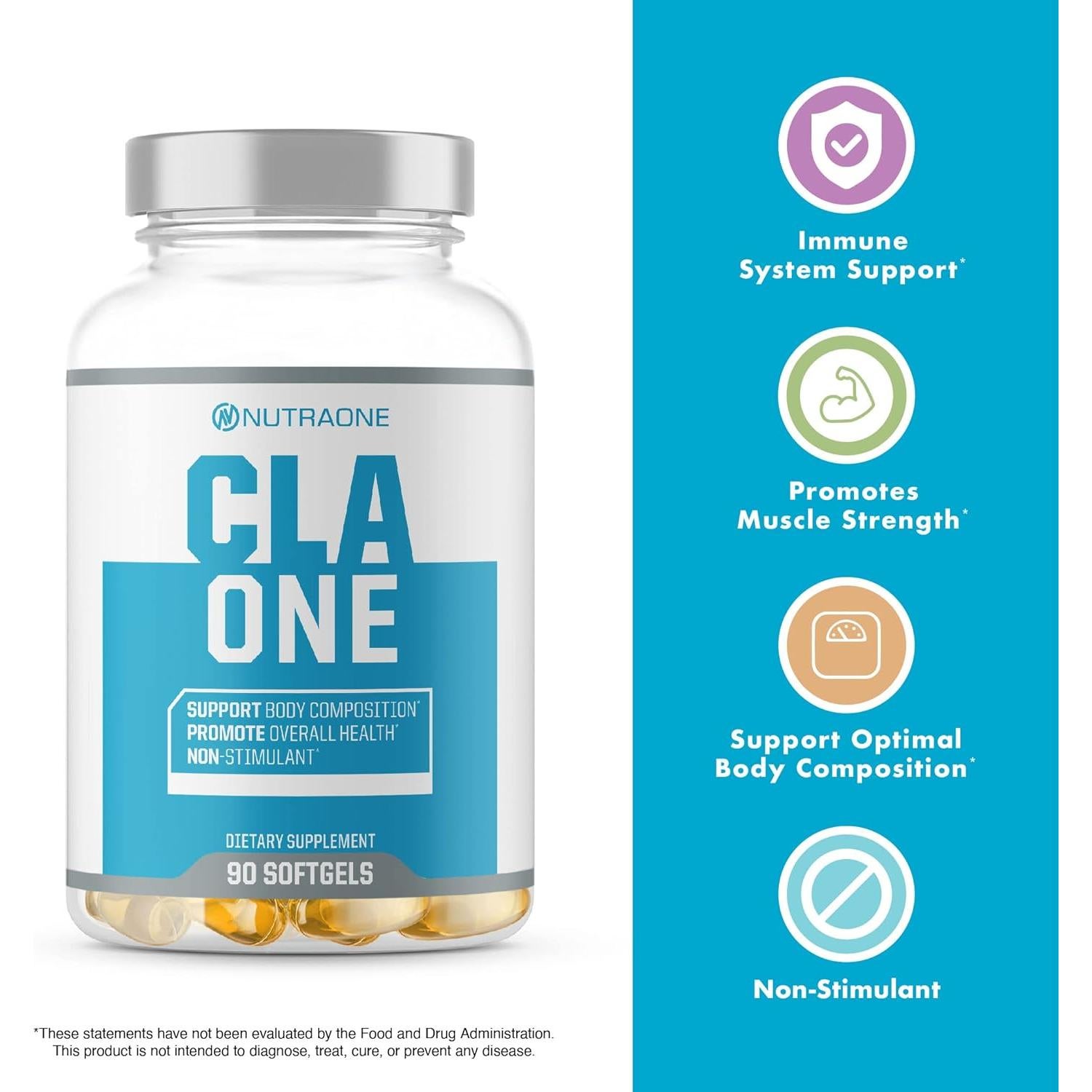 Suplemento CLAOne NutraOne - Ácido Linoleico Conjugado 90 Cápsulas