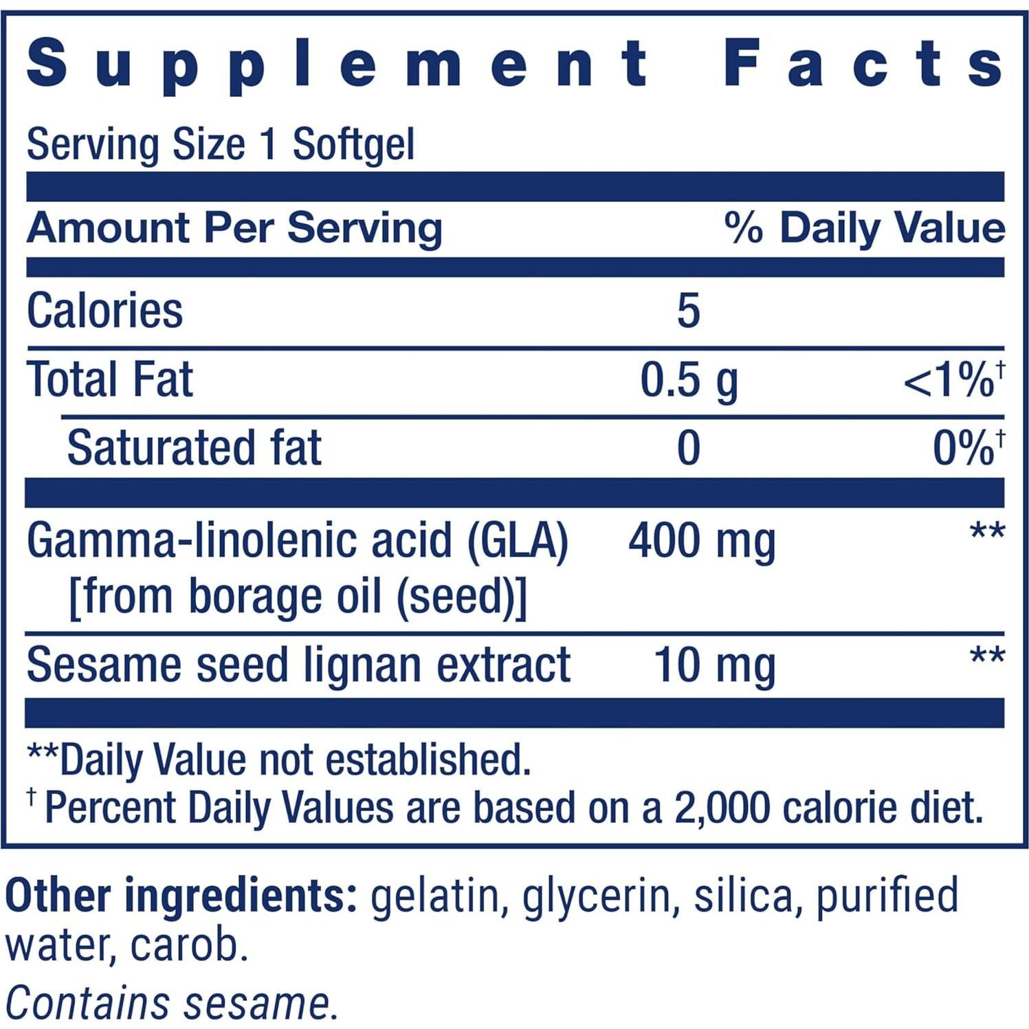 Life Extension Mega GLA Lignanos de Sésamo 30 Gelatinas Blandas
