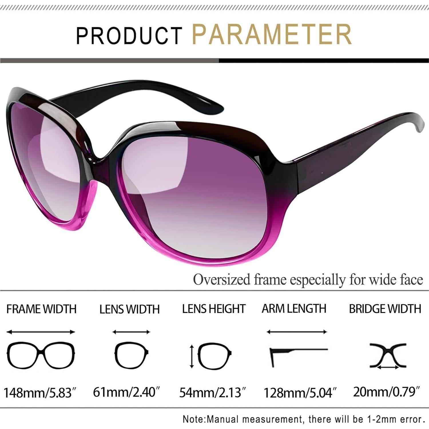 Gafas de sol grandes Joopin UV400 polarizadas moradas