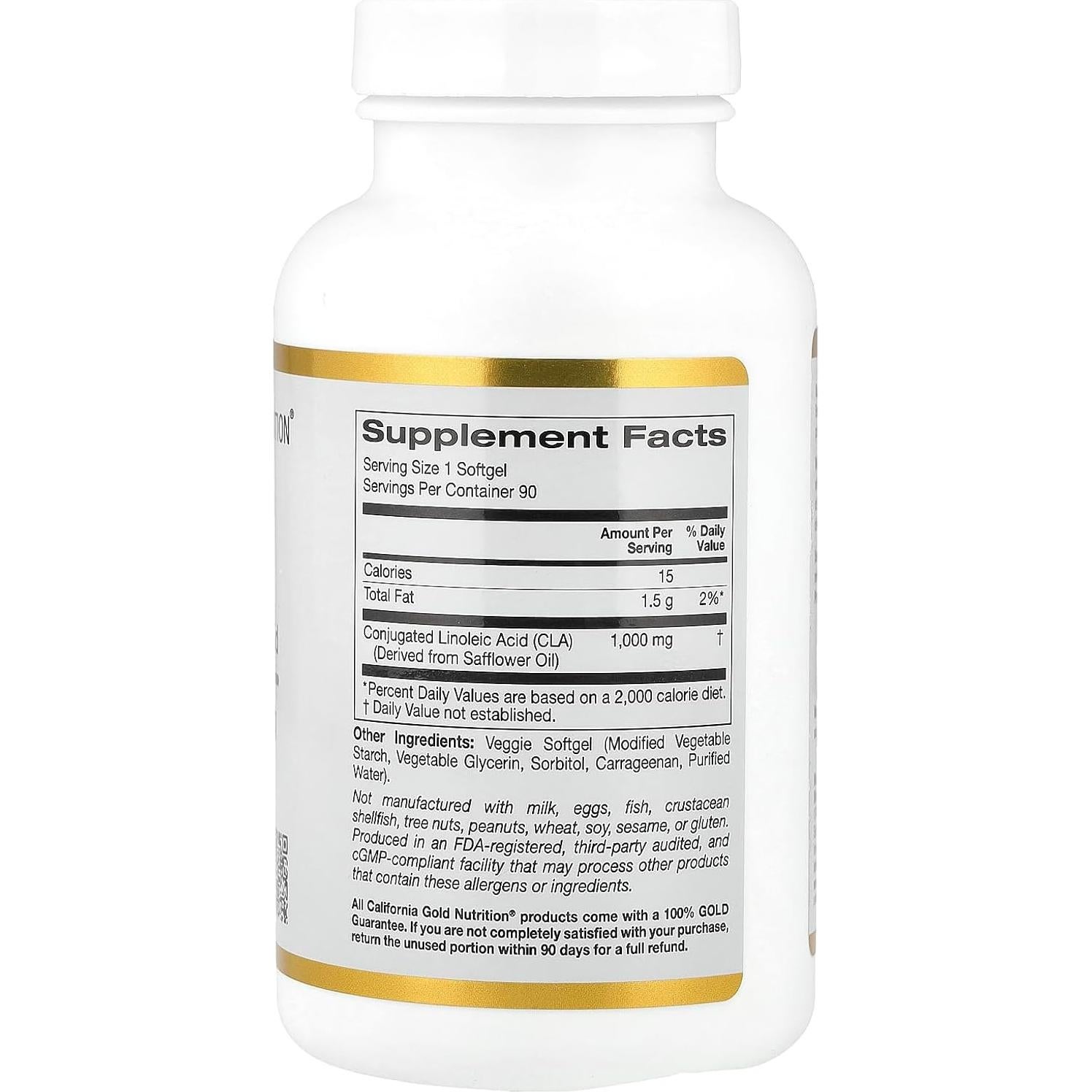 CLA California Gold Nutrition 1000 mg 90 Cápsulas Vegetales