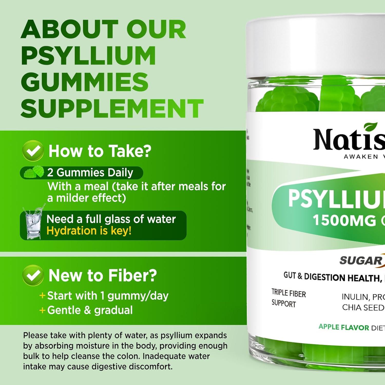 Gomitas de Psyllium Husk Natisland 1500mg 60 Masticables Veganas