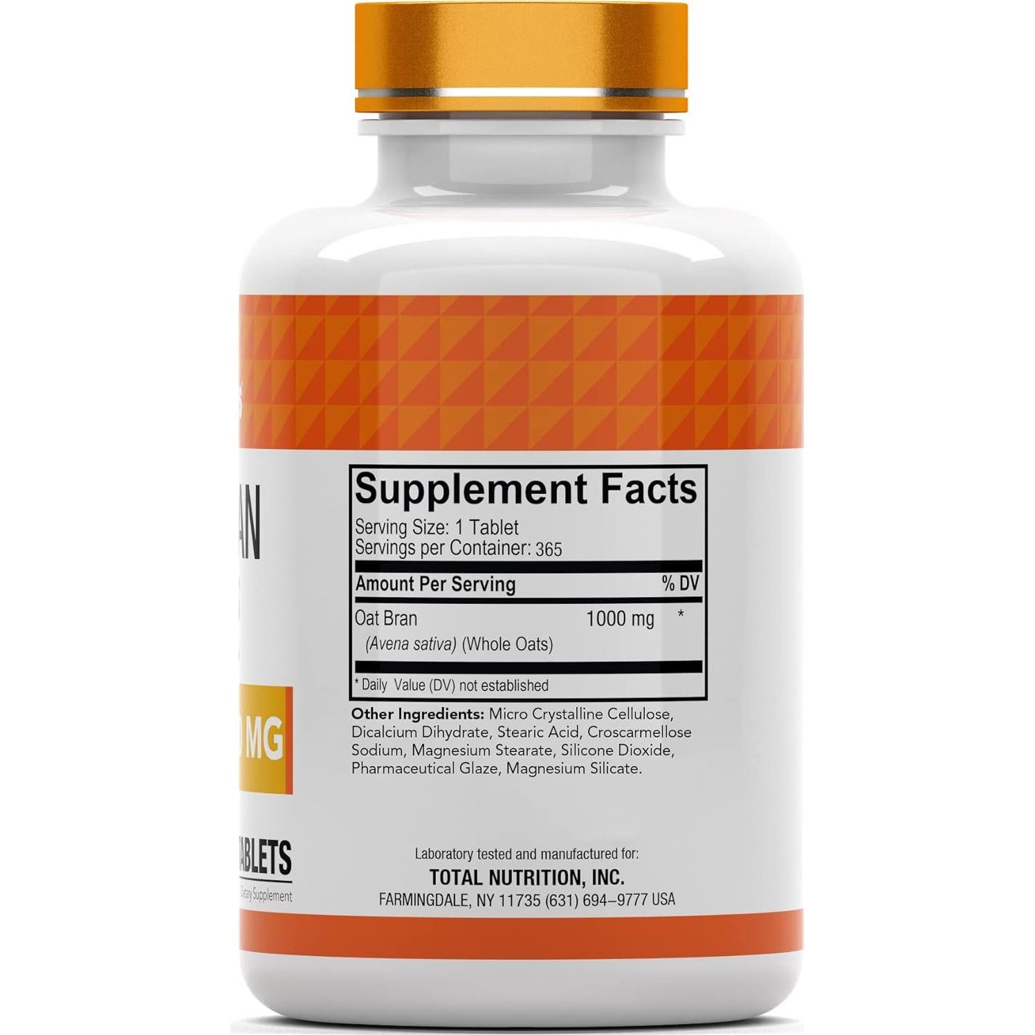 Tabletas de Salvado de Avena Total Nutrition 365 Tabletas 1000mg