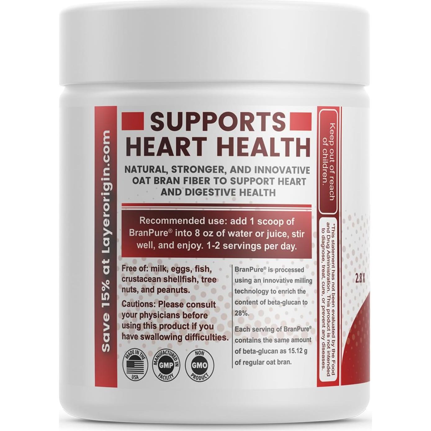 Polvo de Salvado de Avena BranPure 214g - Fibra Soluble Salud Corazón