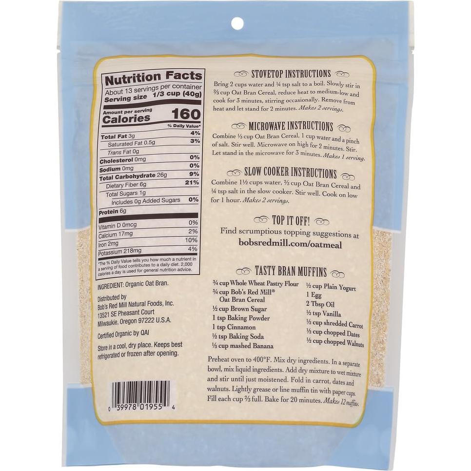 Cereal de Salvado de Avena Orgánico Bob's Red Mill 510 g