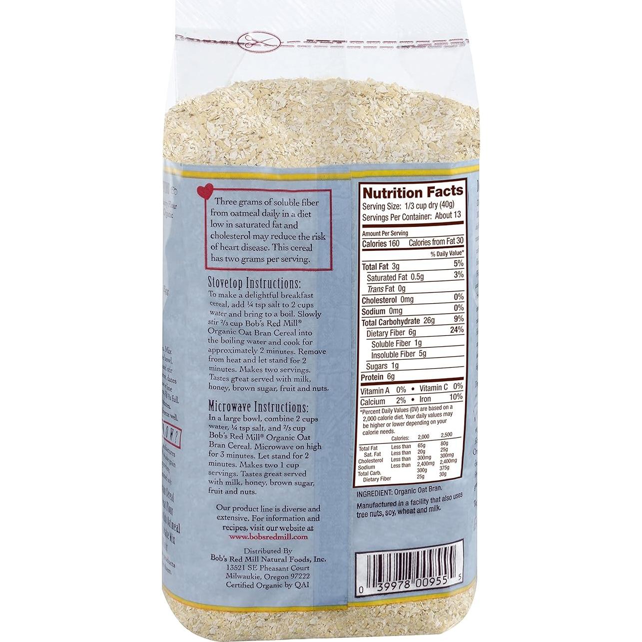 Cereal Caliente de Salvado de Avena Orgánico Bob's Red Mill 2040g