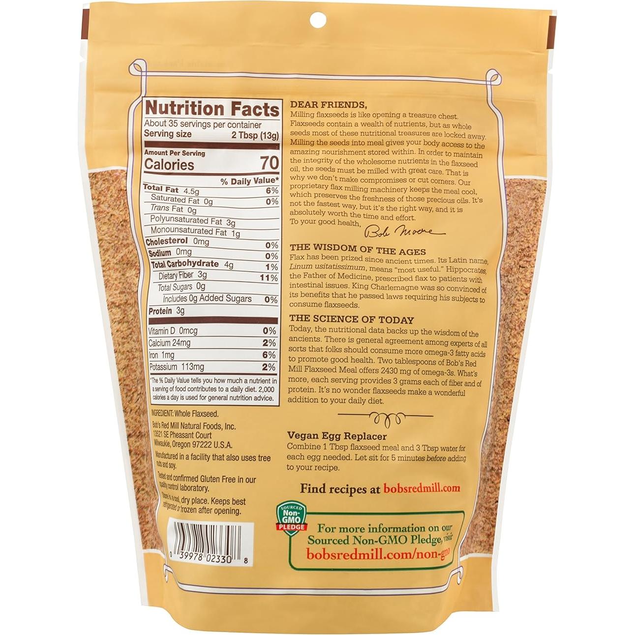 Harina de Semilla de Lino Bob's Red Mill 454g - Vegana, No GMO