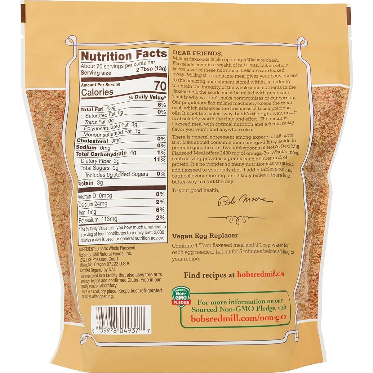 Harina de Semilla de Lino Orgánica Bob's Red Mill 4x0.91kg