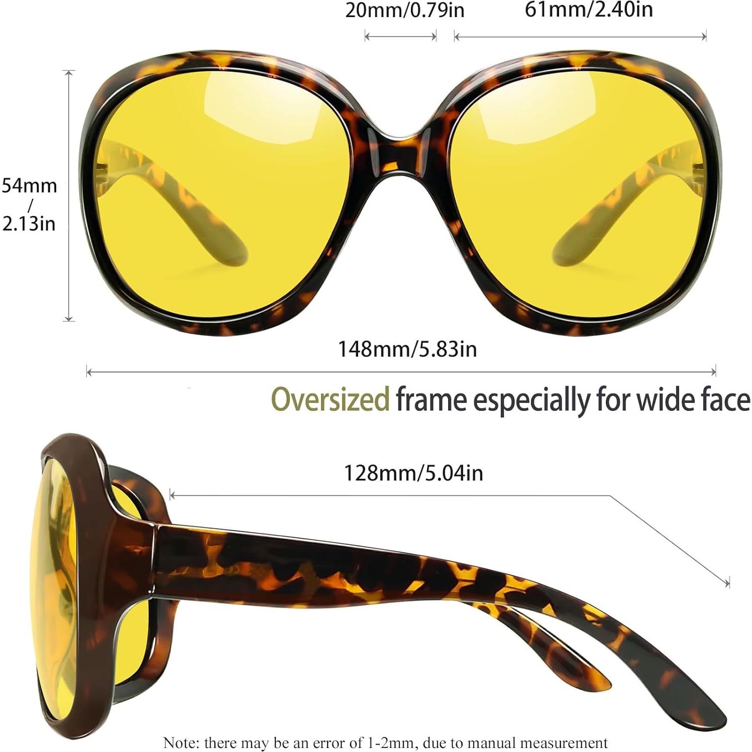 Gafas de sol Joopin grandes UV400 para mujeres con lentes amarillos