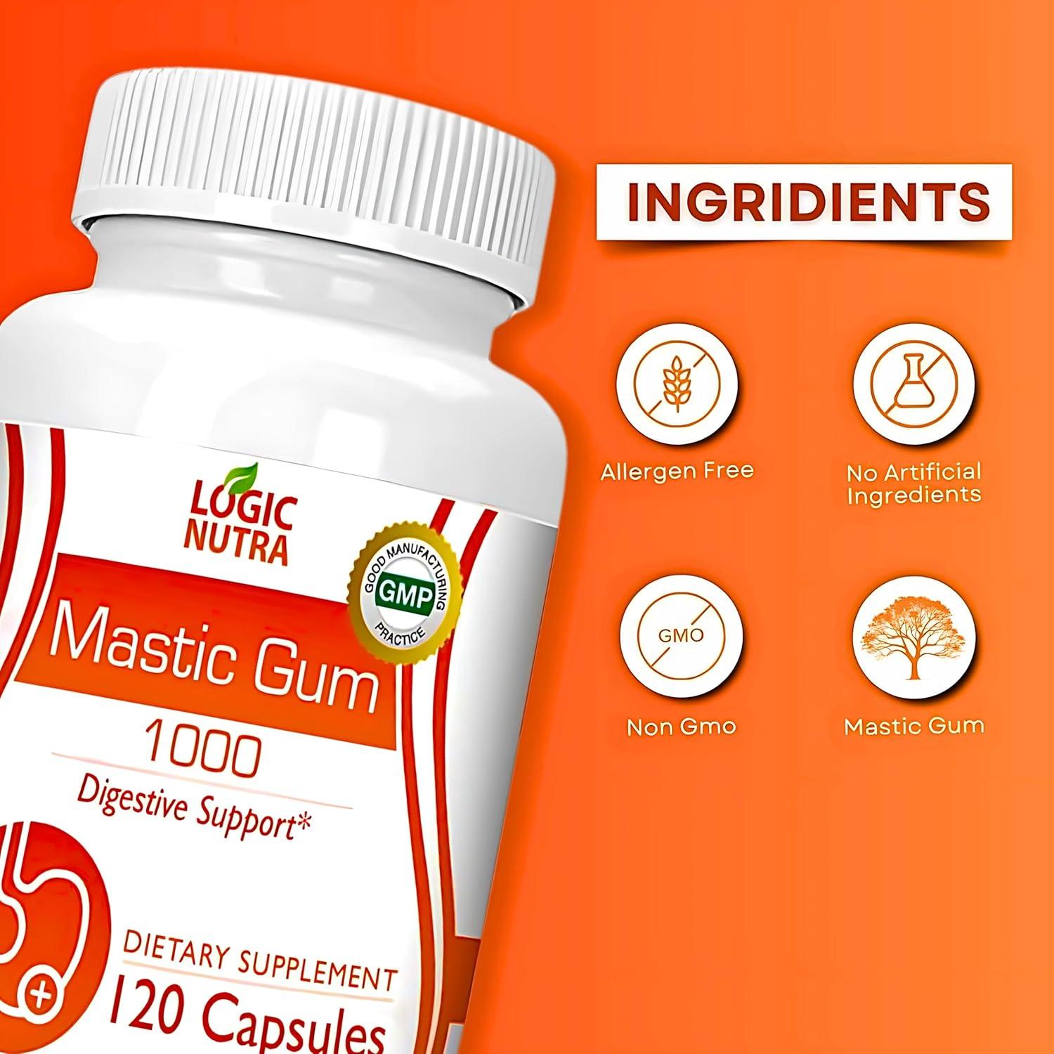 Cápsulas de Goma Mástica Logic Nutra 1000mg - 120 Unidades