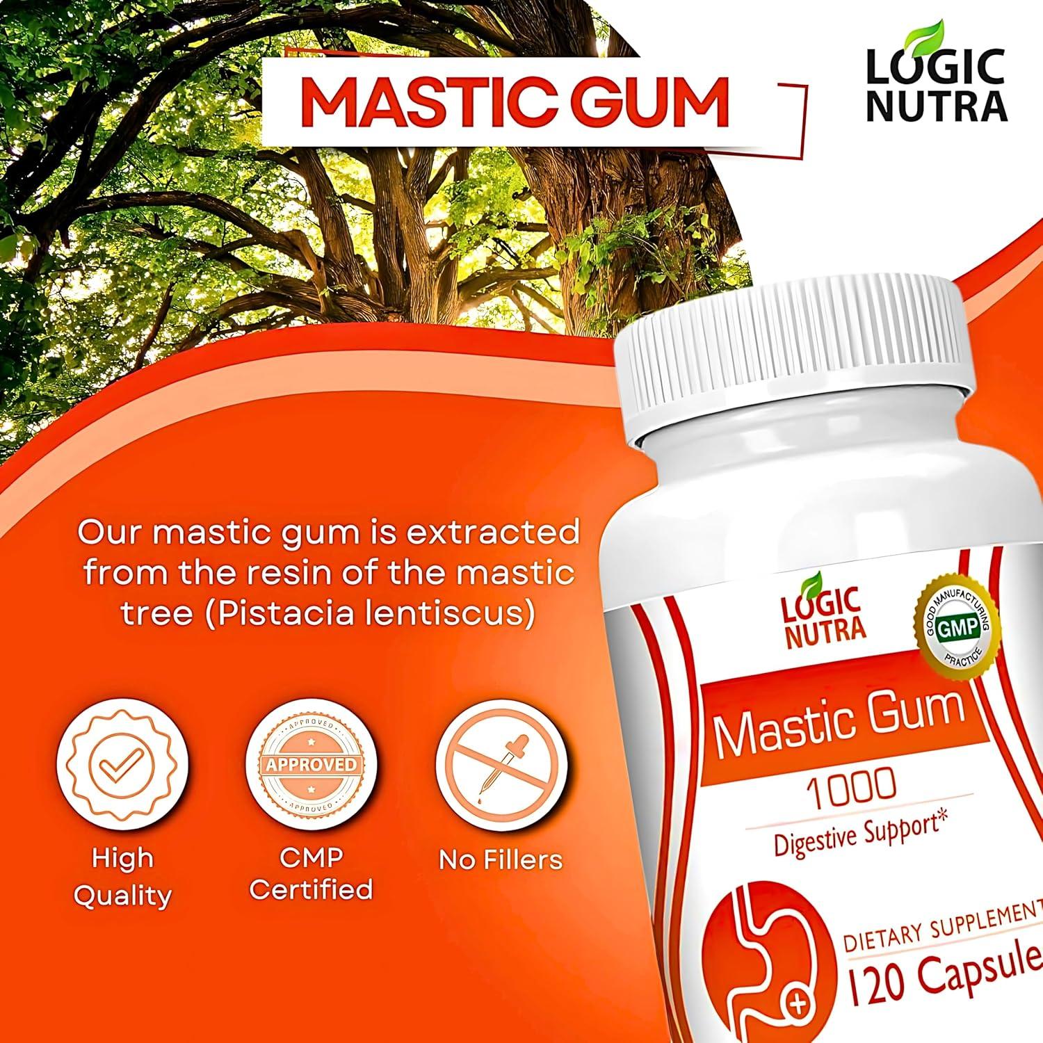 Cápsulas de Goma Mástica Logic Nutra 1000mg - 120 Unidades