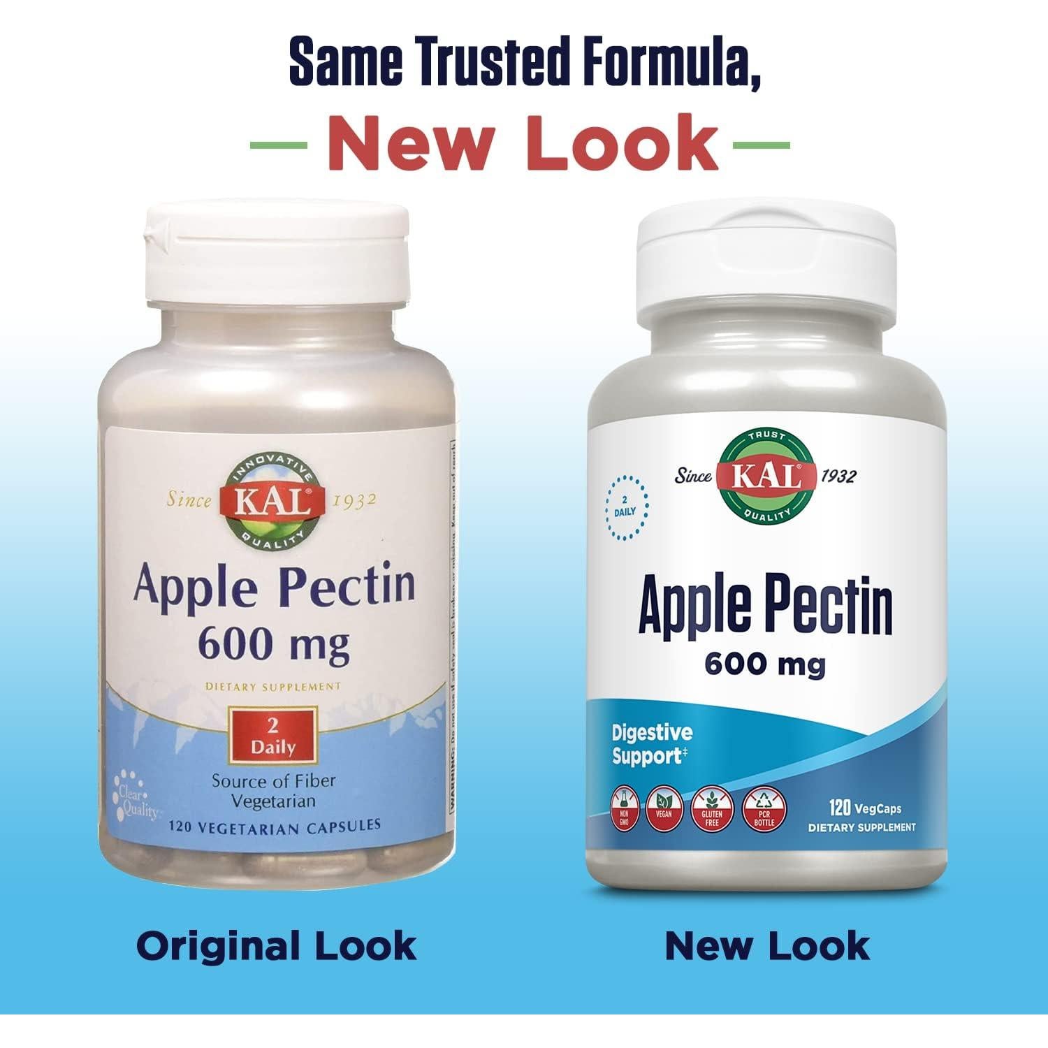 Pectina de Manzana KAL 600 mg - 120 Cápsulas Vegetarianas