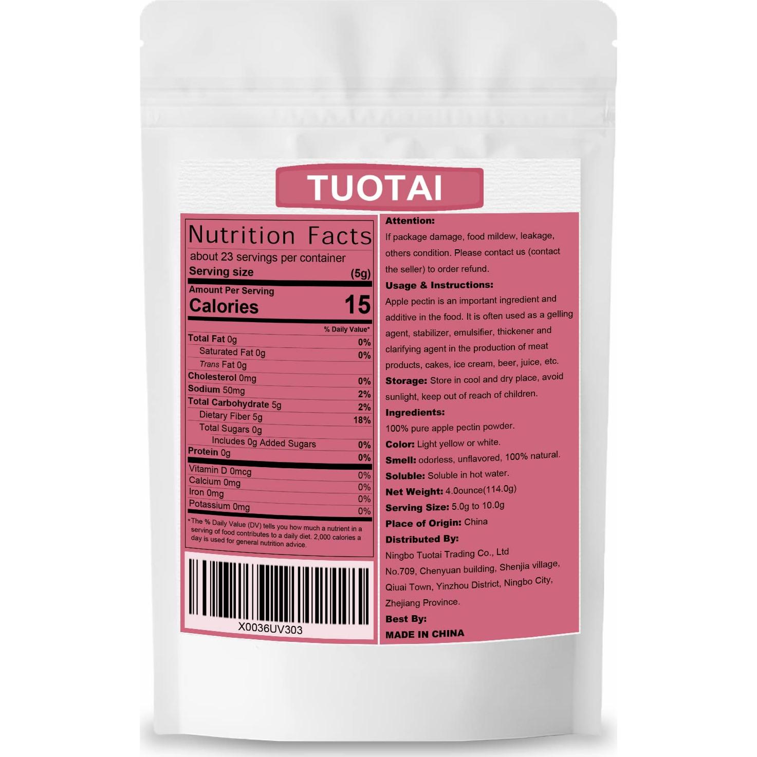 Polvo de Pectina de Manzana TUOTAI 113.4g Espesante Natural