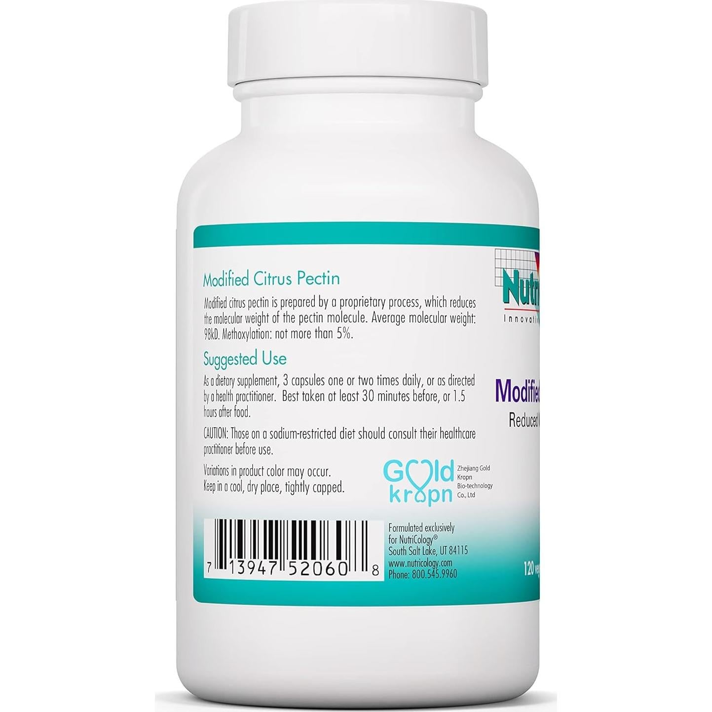 Suplemento Digestivo Pectina Cítrica Modificada Nutricology 120 Cápsulas