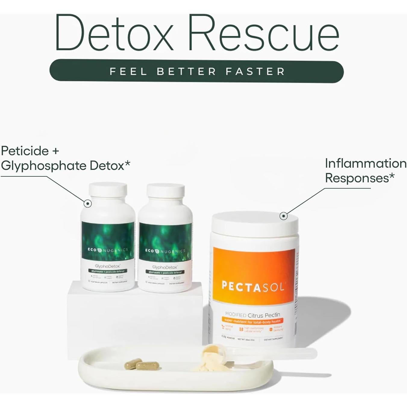 Paquete Detox Rescue EcoNugenics - Pectasol 454g + GlyphoDetox 120 Cápsulas