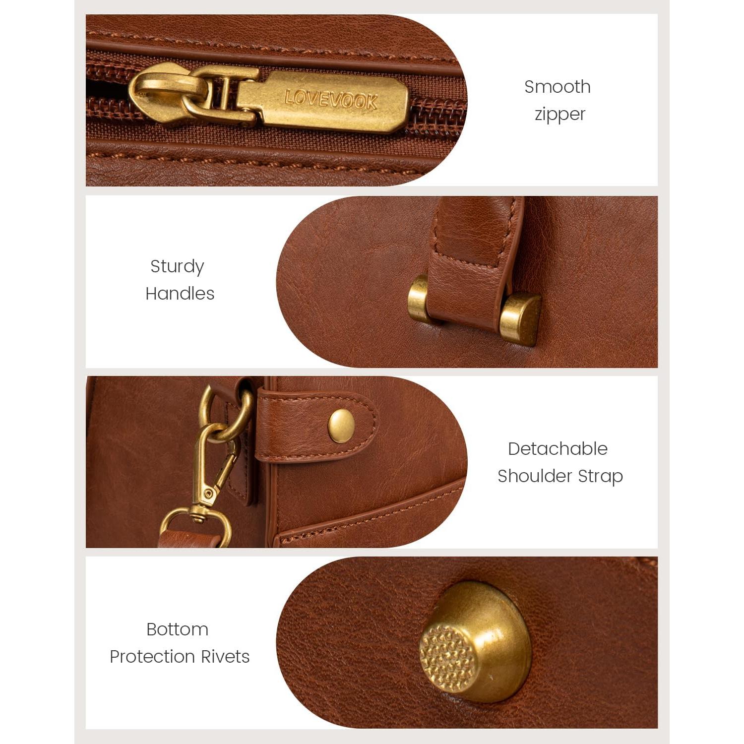 Bolsa Tote LOVEVOOK para Laptop 15.6" Cuero Marrón