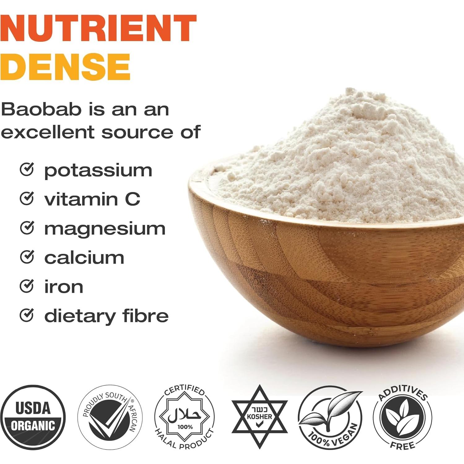 JD Botanics Polvo de Baobab Orgánico 120 Cápsulas 100% Natural