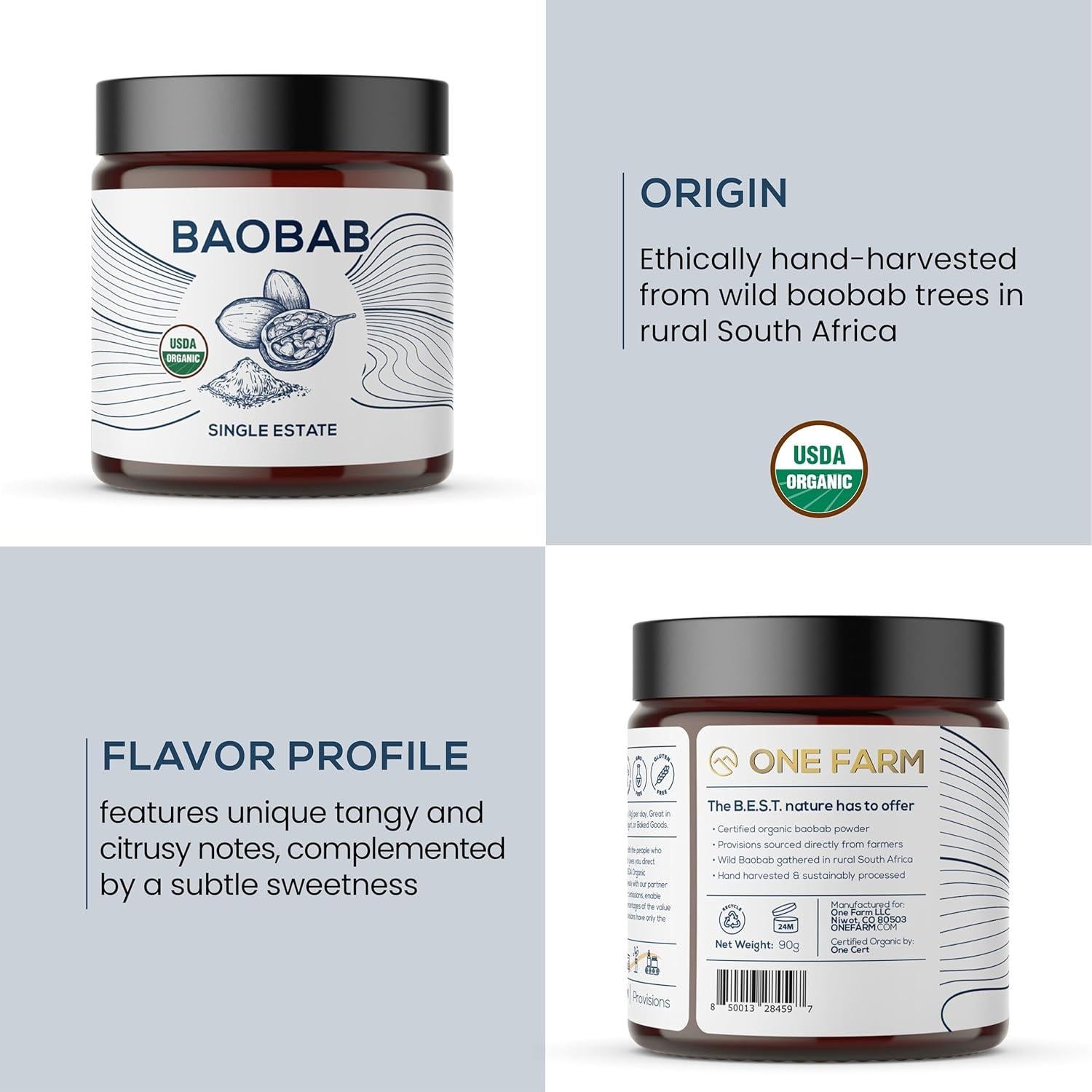 Polvo de Baobab Orgánico WAAYB 125g - Comercio Justo, Vegano