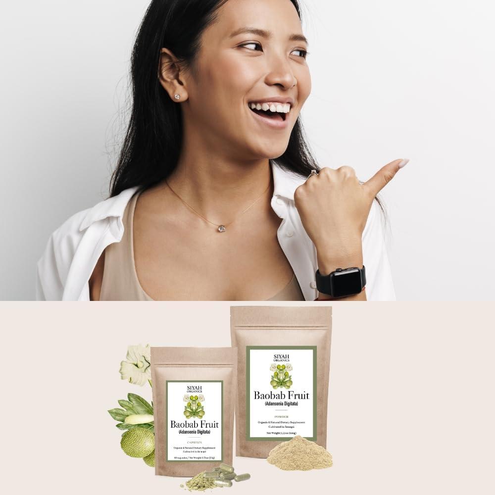 Cápsulas de Fruta de Baobab Siyah Organics 60 Unidades