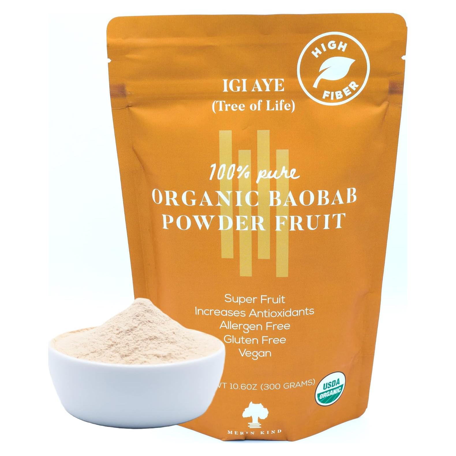 Polvo de Baobab Orgánico Merin Kind 300 g - Suplemento Prebiótico