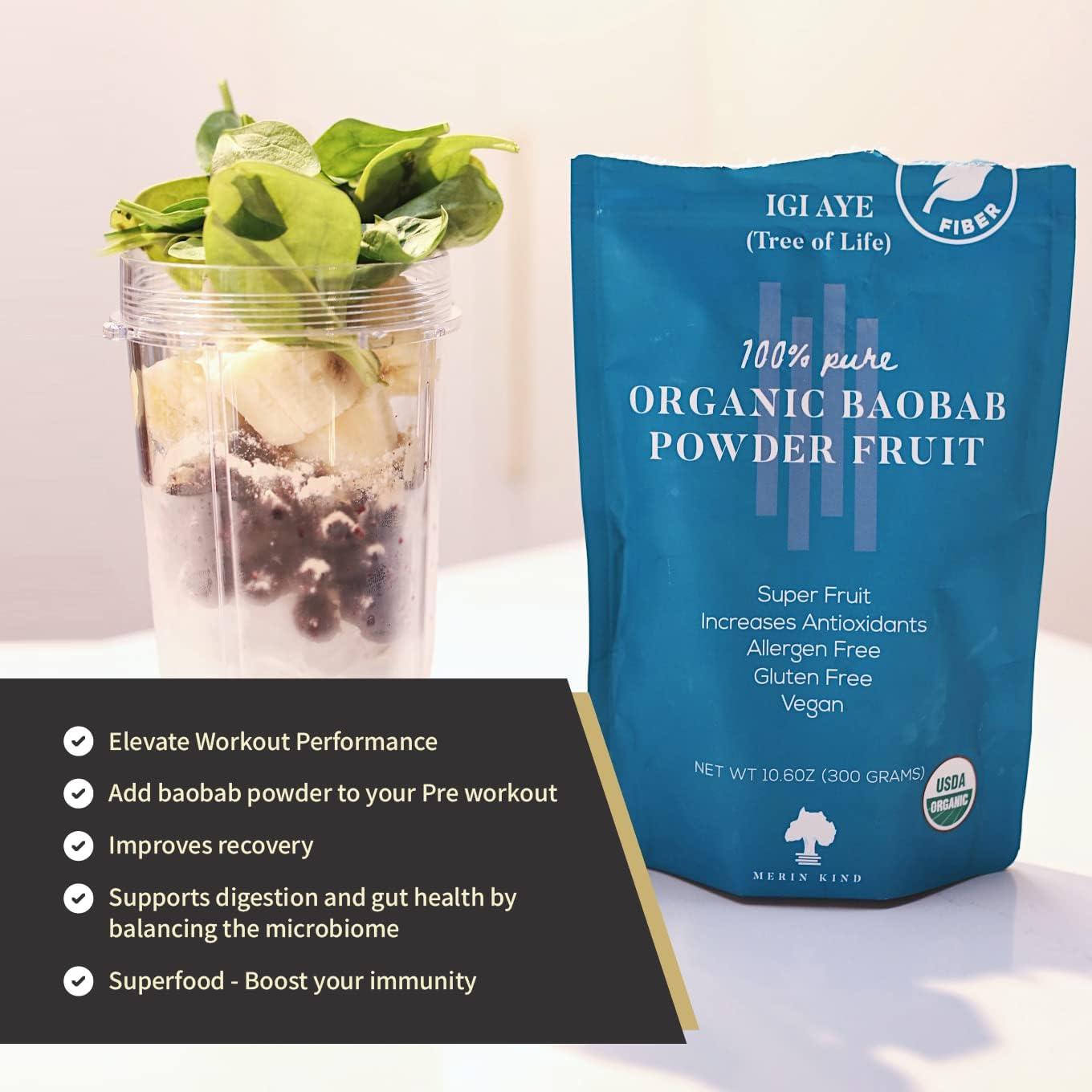 Polvo de Baobab Orgánico Merin Kind 300 g - Suplemento Prebiótico