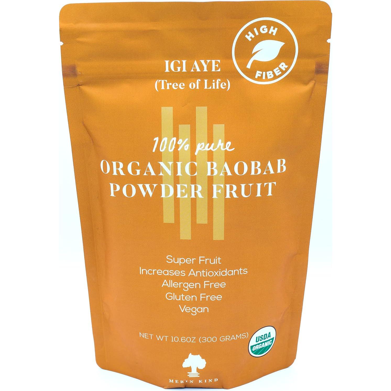 Polvo de Baobab Orgánico Merin Kind 300 g - Suplemento Prebiótico