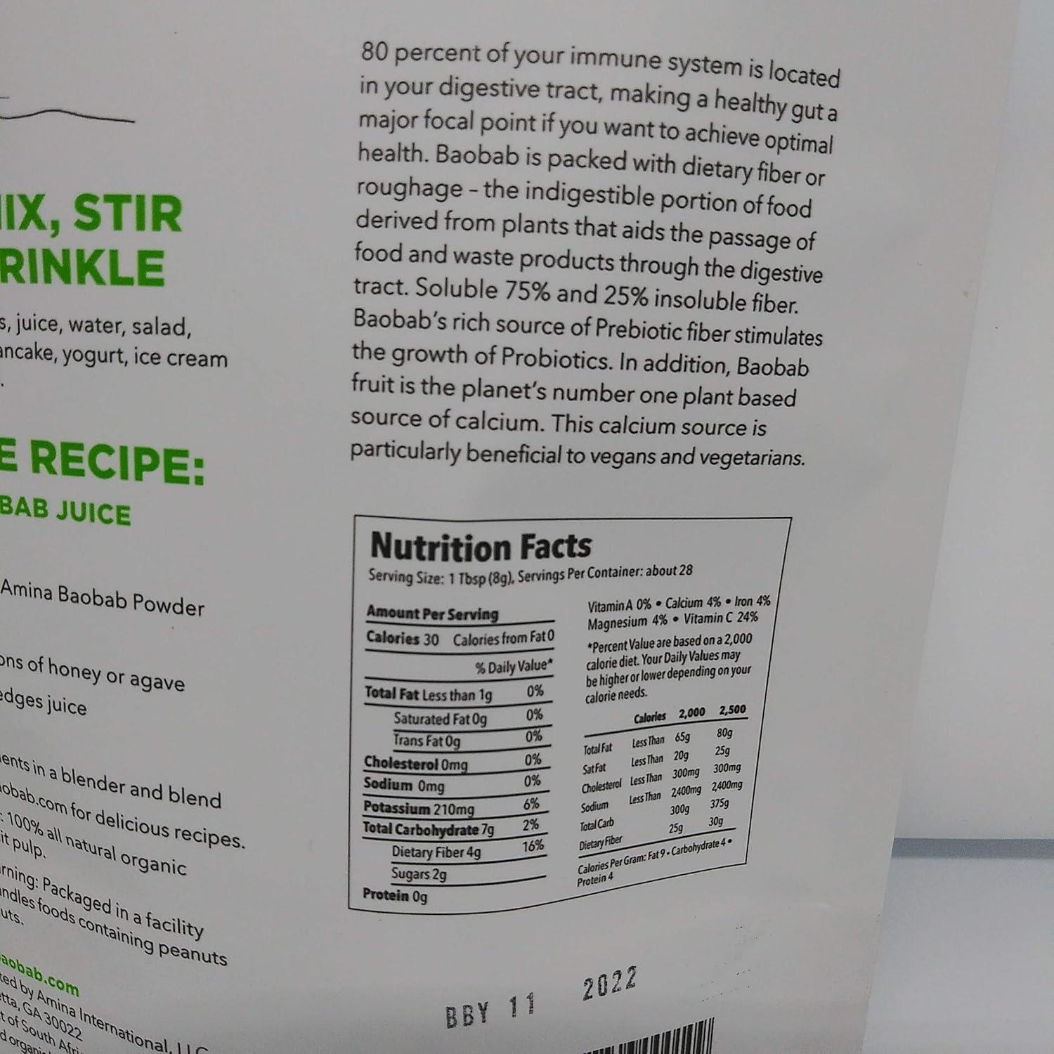 Polvo de Superfruta Baobab Amina 226.8g - Alto en Antioxidantes