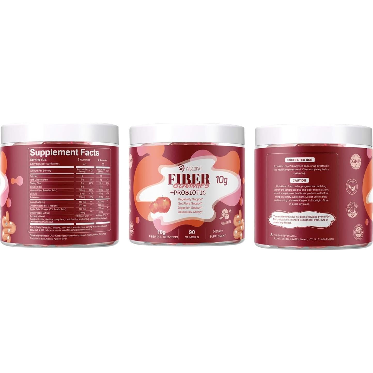 Gomitas de fibra Migcopat 90 unidades sabor manzana 10g fibra