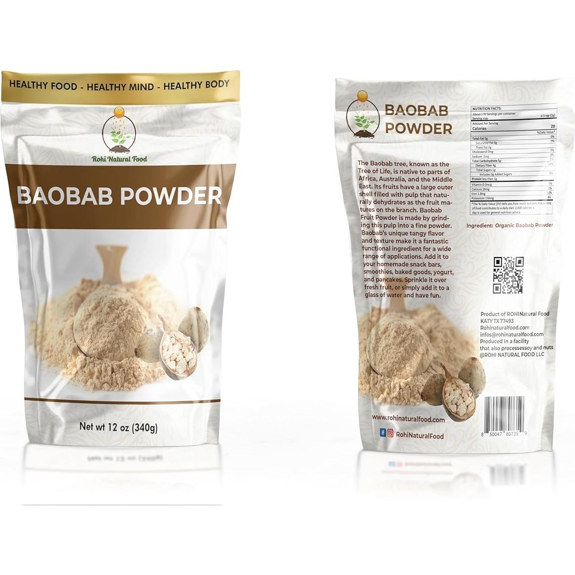Polvo de Fruta de Baobab Orgánico Rohi Natural Food 340 g