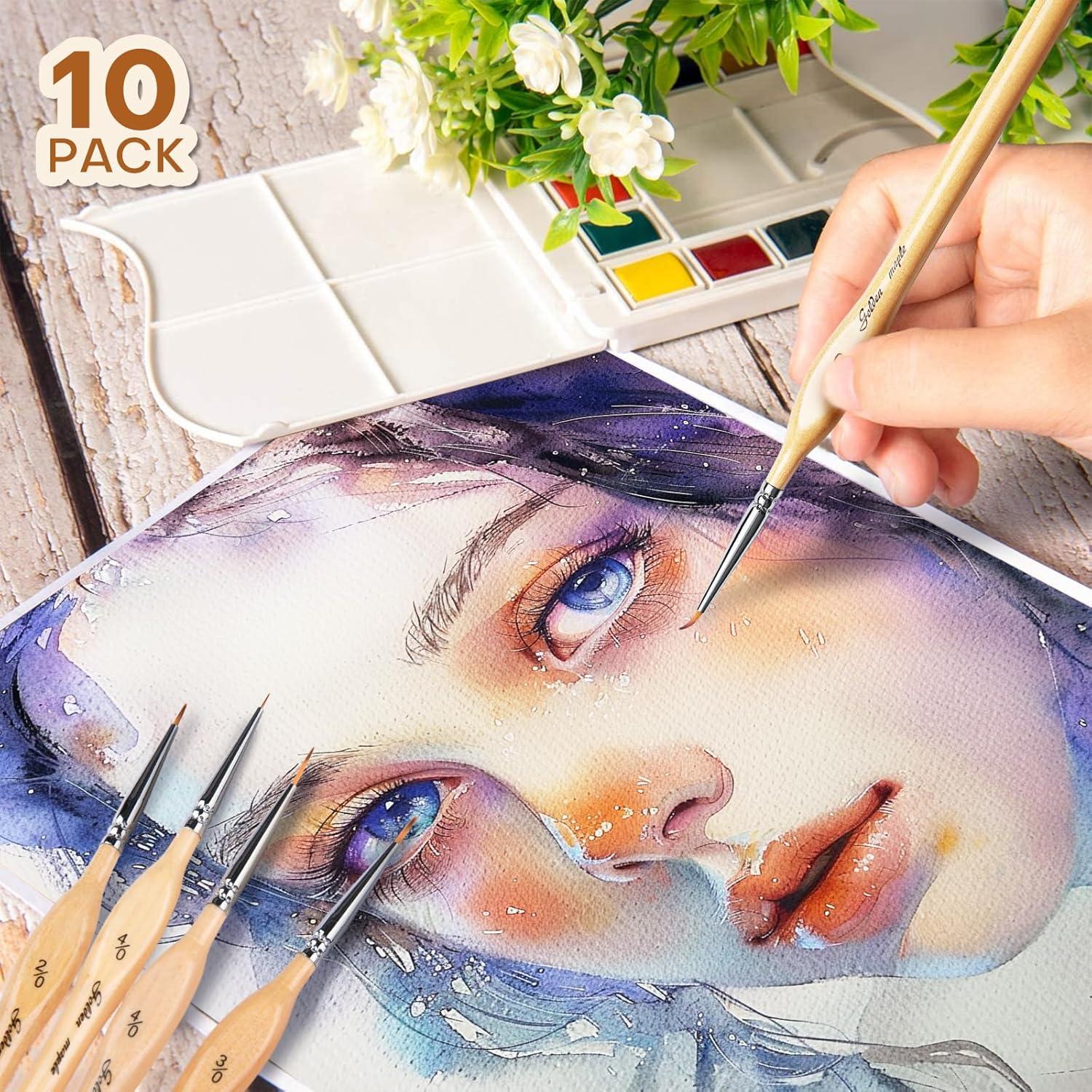 Juego de Pinceles de Pintura Miniatura Golden Maple 10pcs