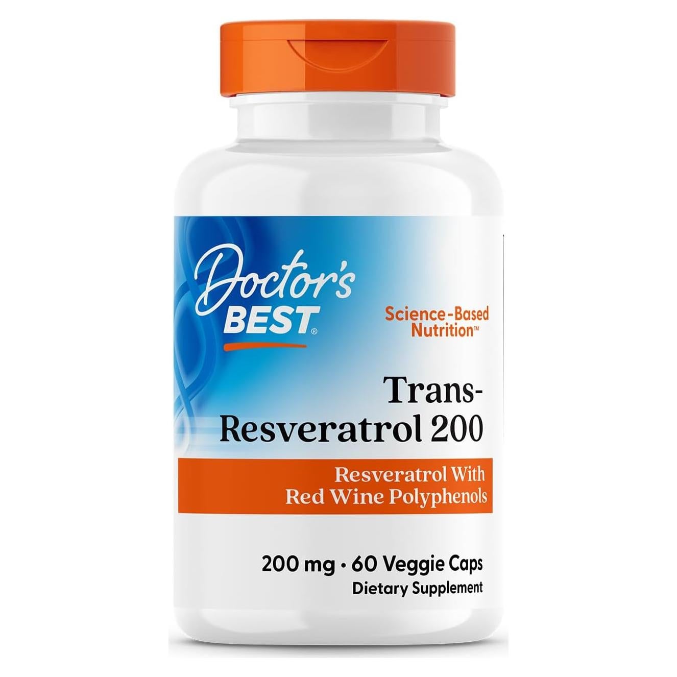 Suplemento de Resveratrol 200mg Doctors Best 60 Cápsulas Veganas