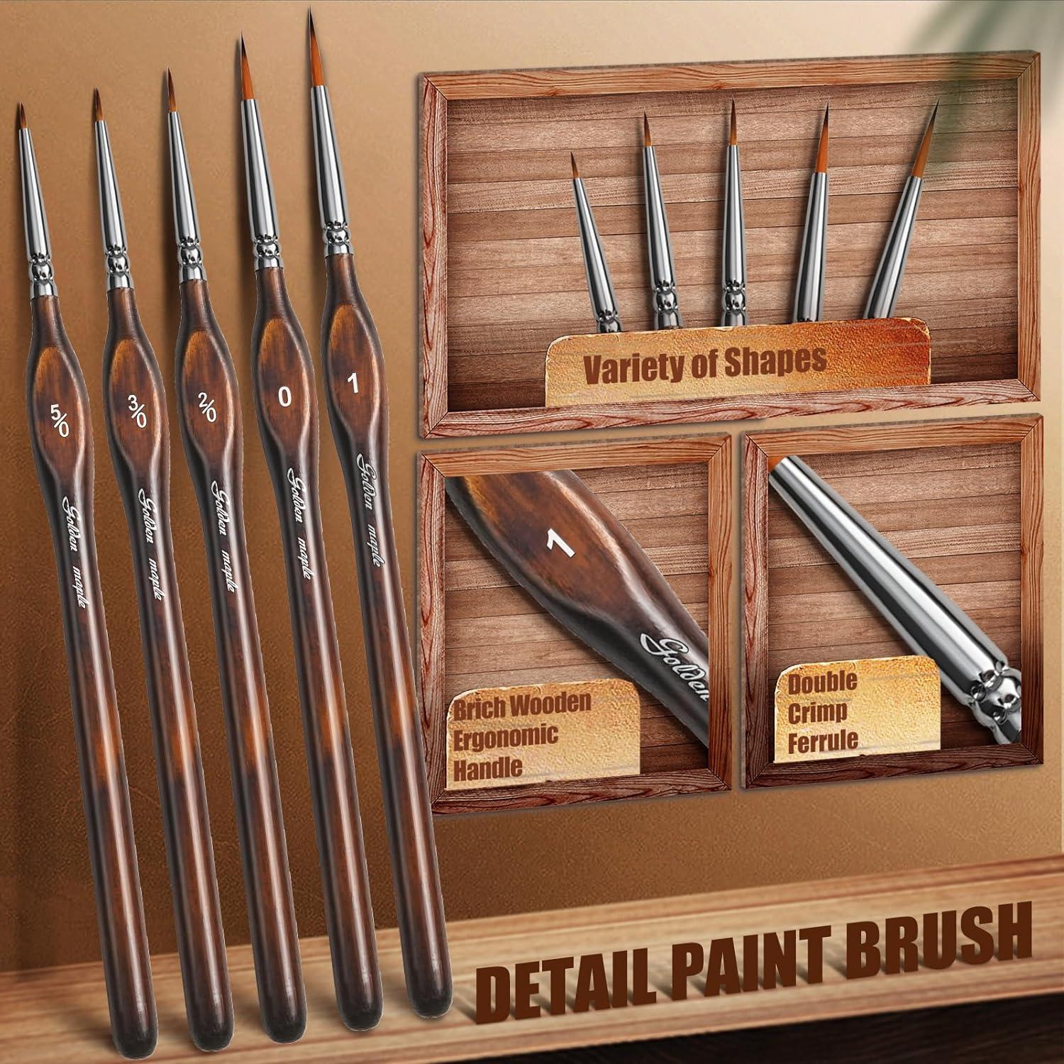 Pinceles de Detalle Arce Dorado 10PC Nylon para Acrílico