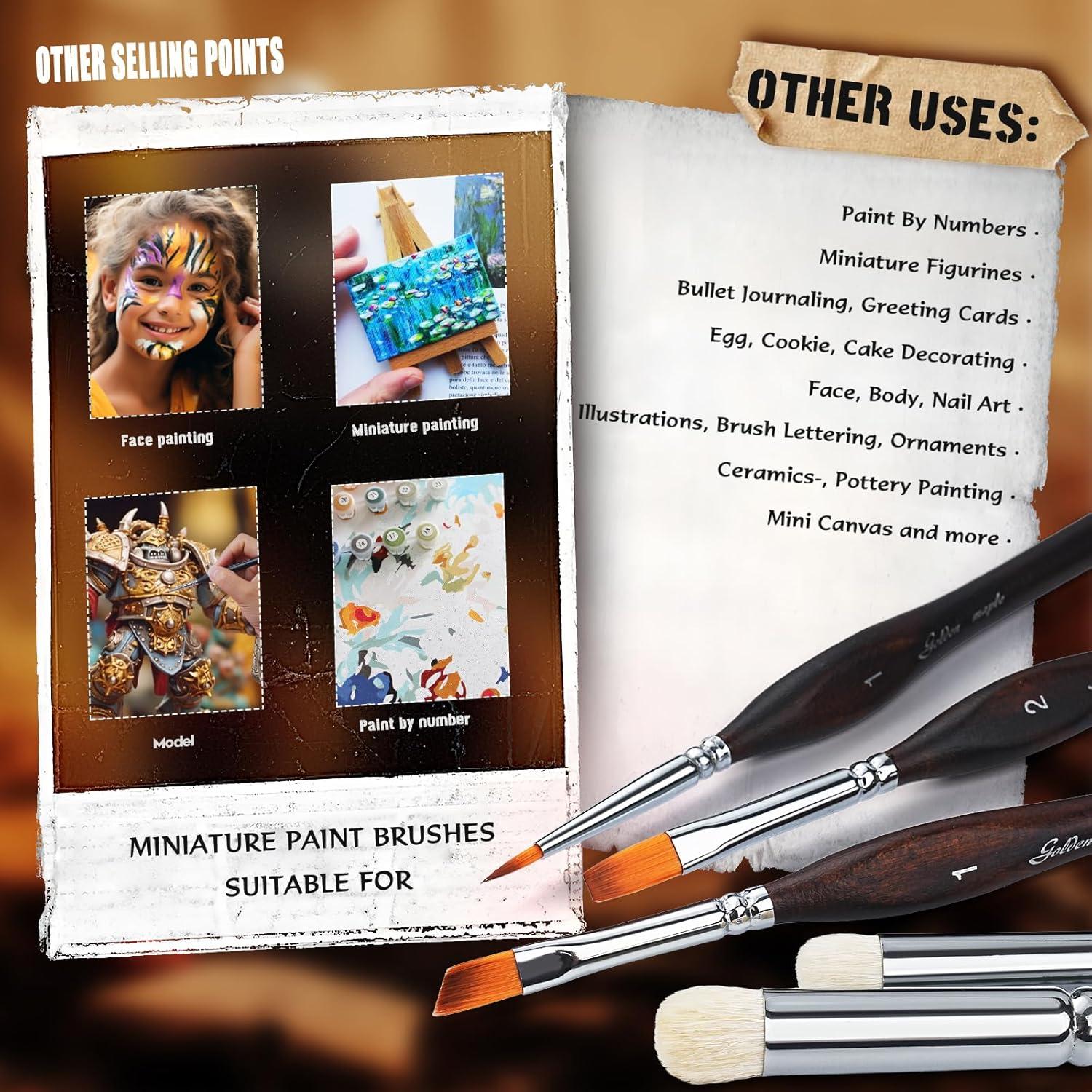 Pinceles de Detalle Arce Dorado 10PC Nylon para Acrílico