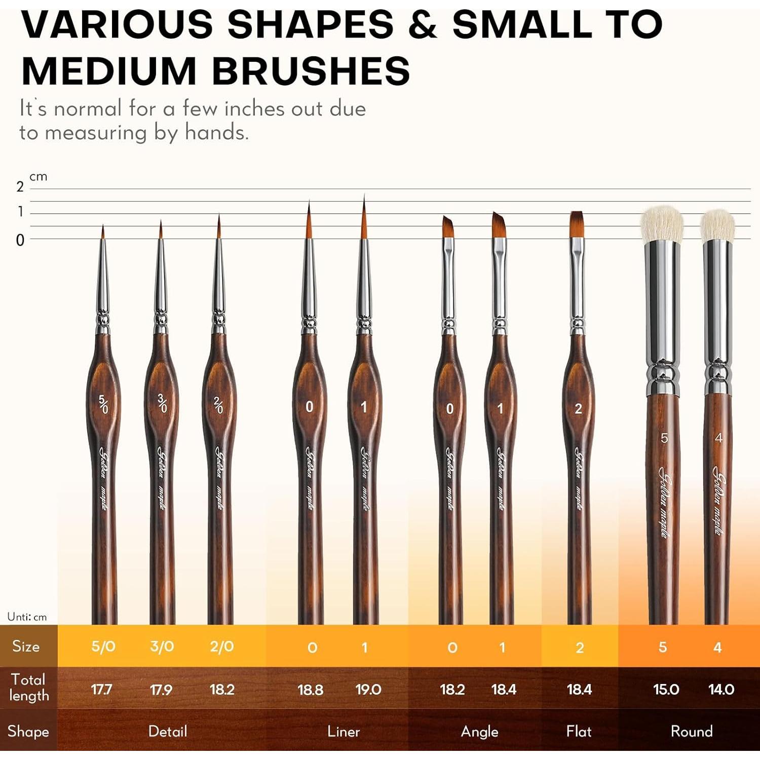Pinceles de Detalle Arce Dorado 10PC Nylon para Acrílico