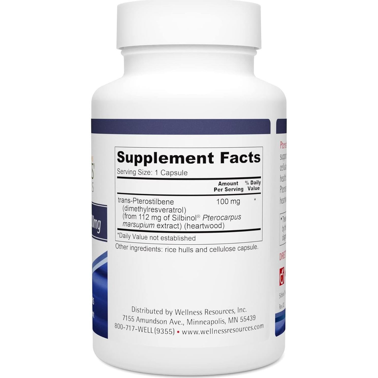 Suplemento Vegano Wellness Resources Pterostilbene 100mg 60 Cápsulas
