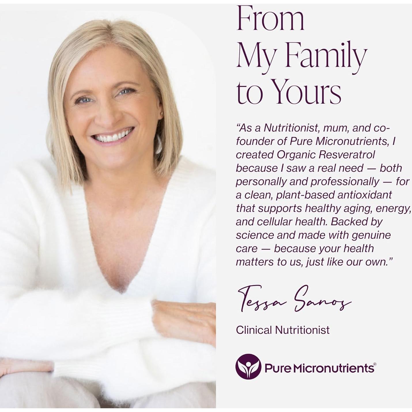 Suplemento de Resveratrol Orgánico Pure Micronutrients - 90 Cápsulas Veganas