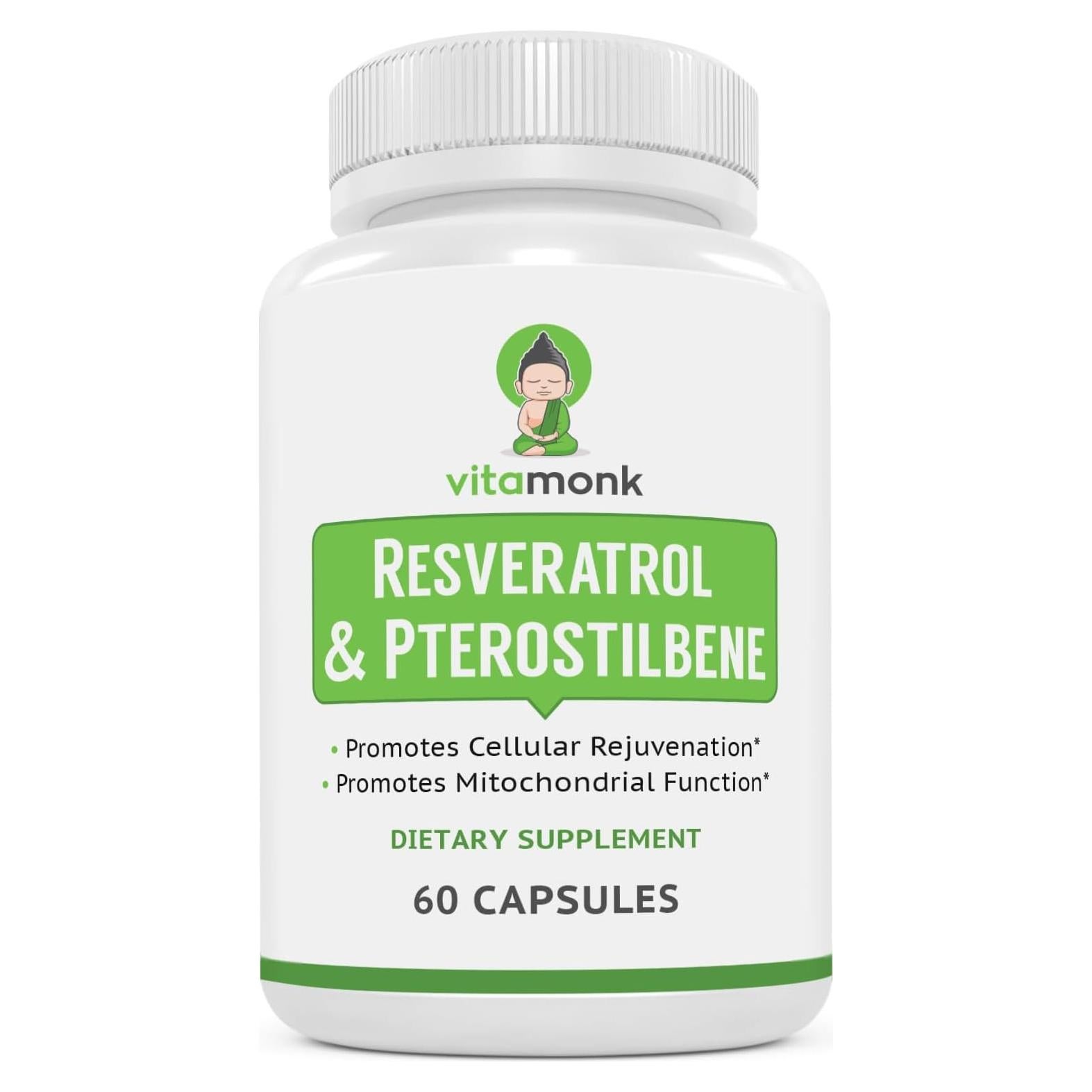 Suplemento VitaMonk Resveratrol y Pterostilbene 600mg - 60 Cápsulas