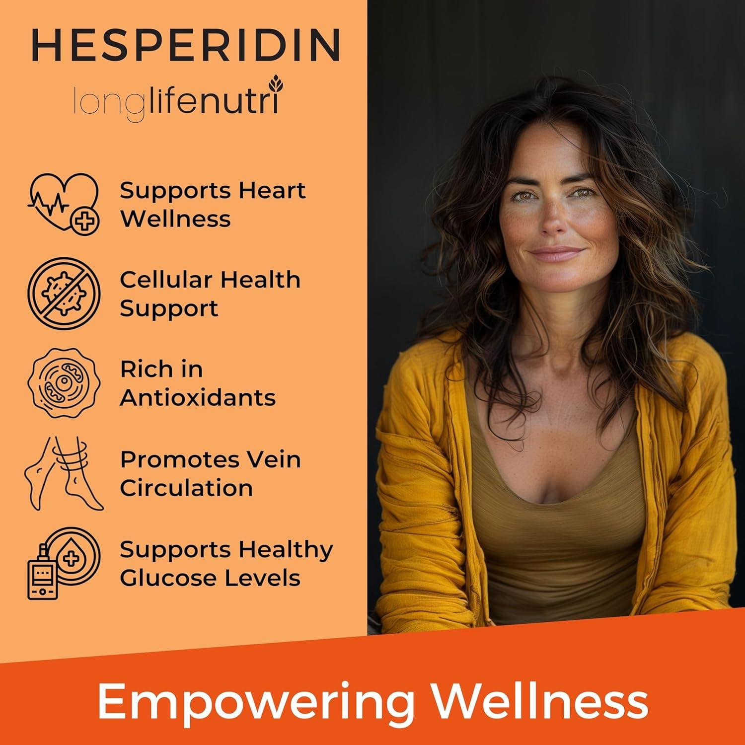 Hesperidina 1000mg LongLifeNutri 240 Cápsulas Antioxidante