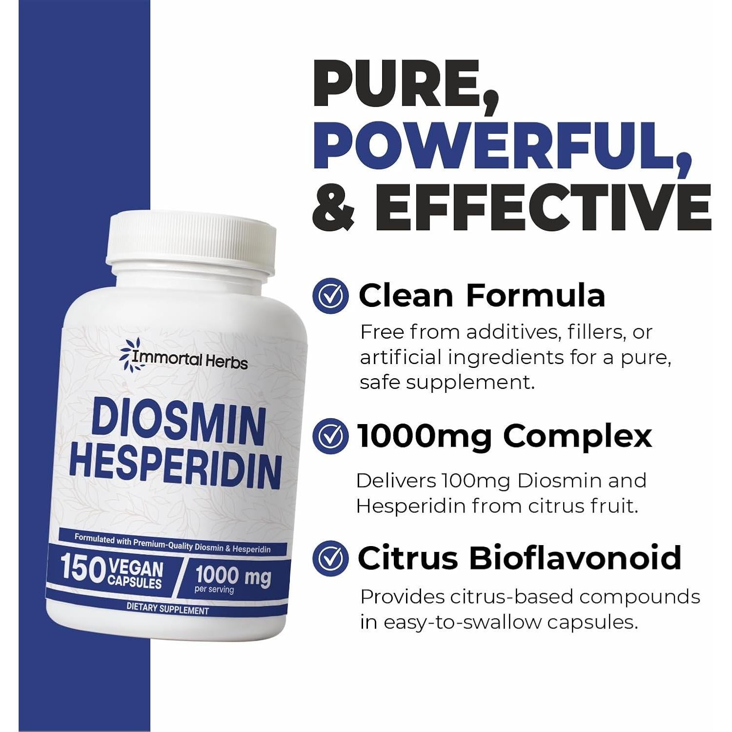 Complejo Diosmina Hesperidina 1000mg Immortal Herbs 150 Cápsulas Veganas